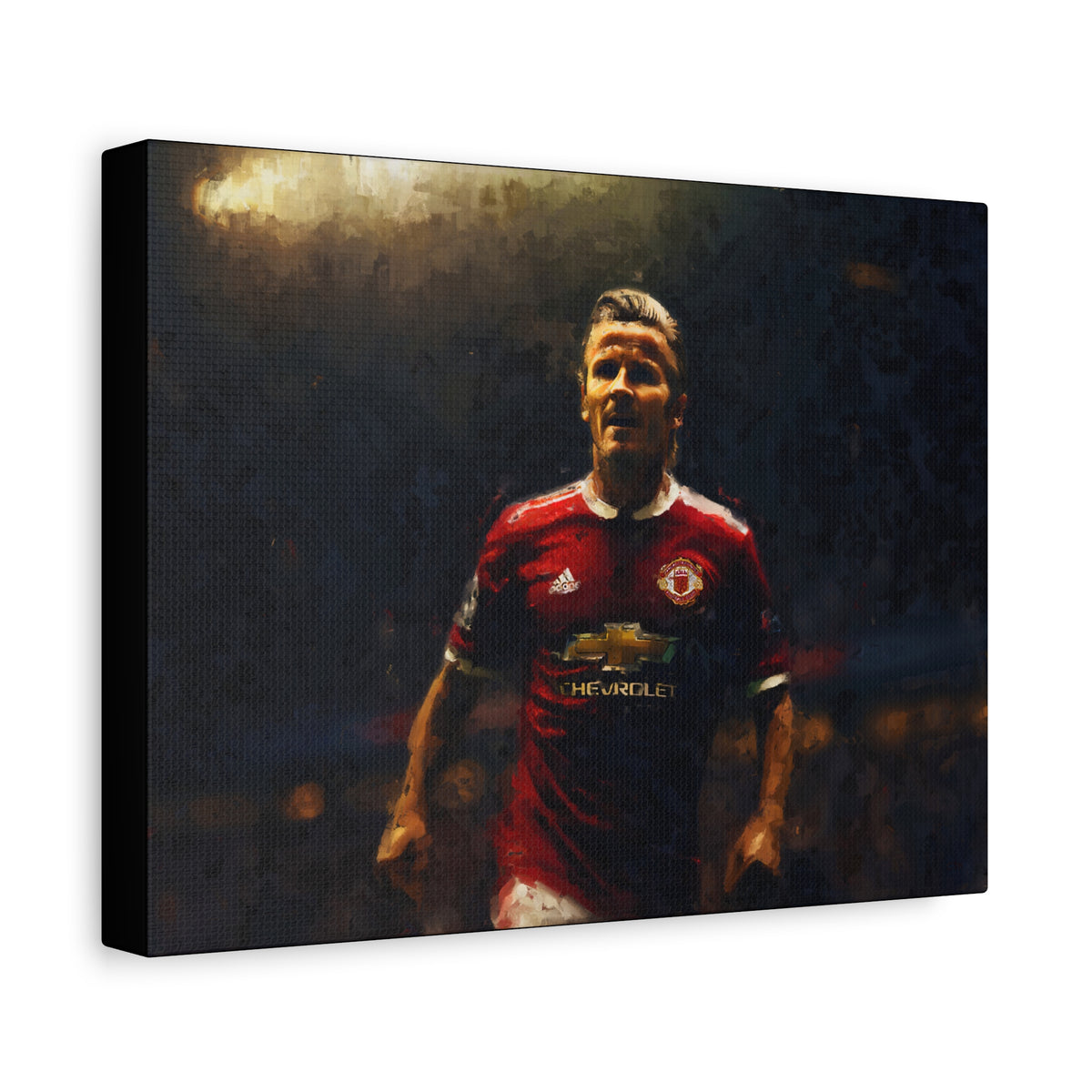 Beckham Brilliance Impressionist Portrait, Stretched Canvas Football Fine Art Print Poster, Ready to Hang Football Wall Art, Soccer Fan Gift