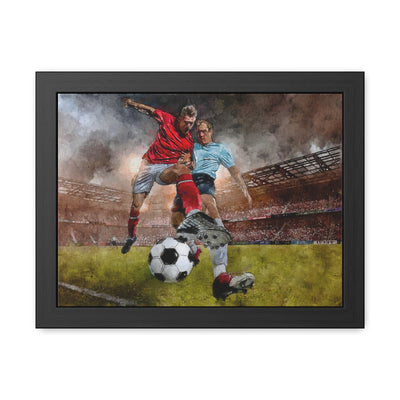 Soccer Tackle Drama: Expressionist Watercolour Print - Own the Action! Ready to Hang Framed Art Poster, Football Wall Art, Soccer Fan Gift