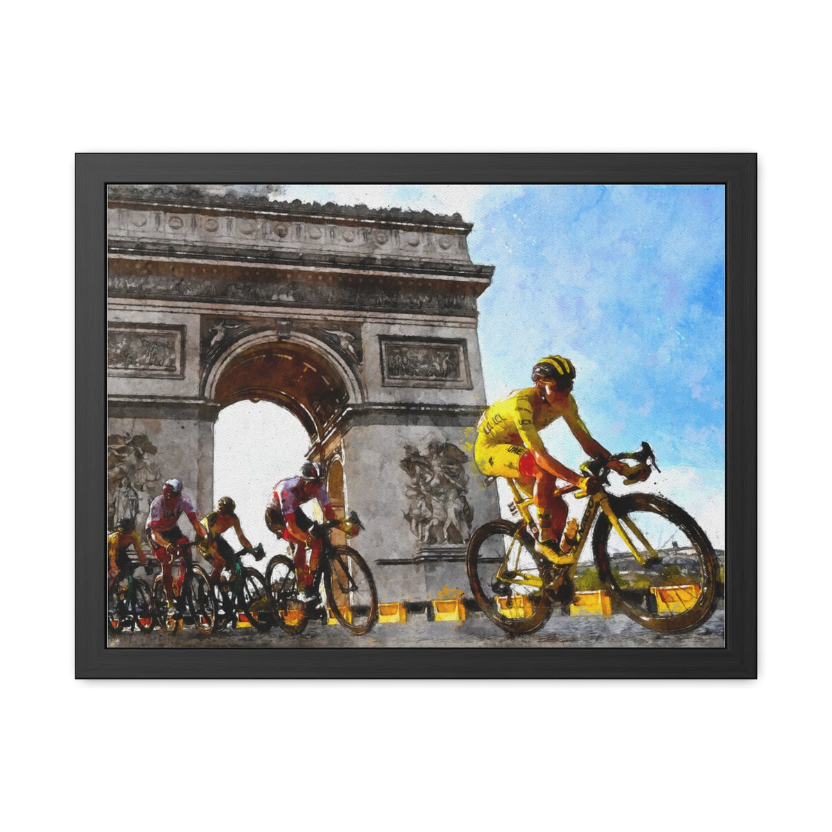 Velocity Vision: Tour de France Wall Décor Framed Art Print Poster, Showcase Cycling Finesse in Your Living Space