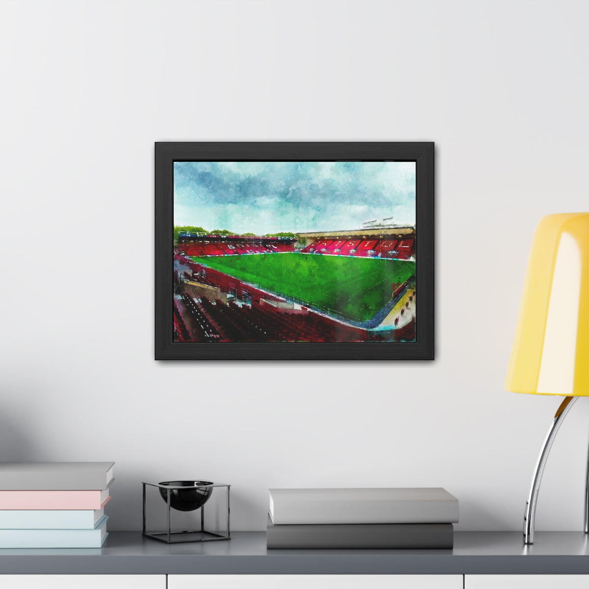 Ashton Aura: Bristol Rugby Painting - Ready to Hang Framed Fine Art Rugby Print Poster, Stadium Ground Wall Art, Bears Rugby Fan Gift