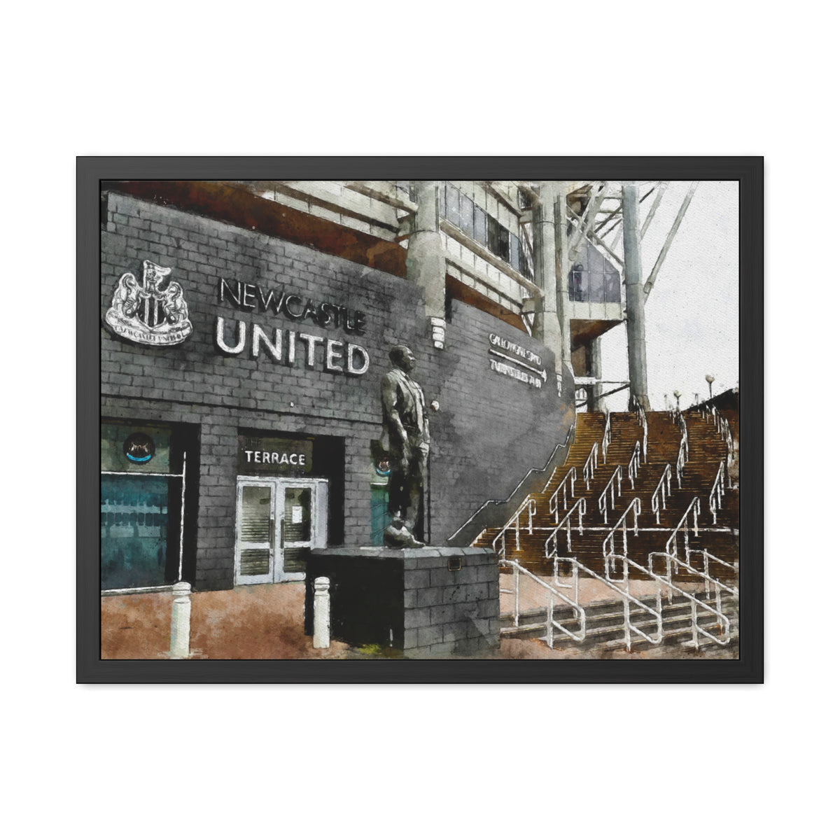 Newcastle’s St James' Park - Expressionist Modern Art - Ready to Hang Framed Watercolour Fine Art Painting Print Poster, Football Wall Art, Soccer Fan Gift