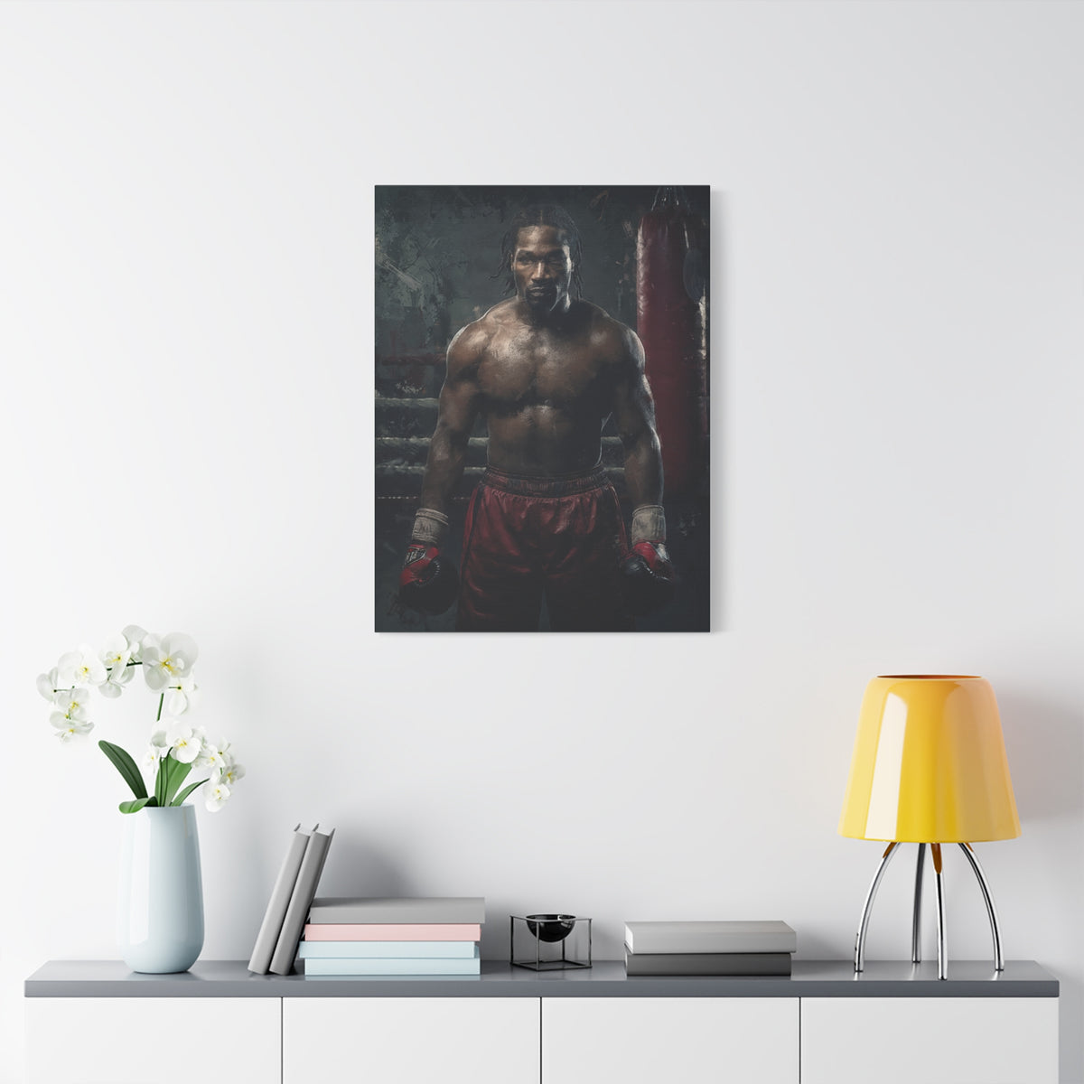Lennox Lewis: Dynamic Boxing Brilliance - Stretched Canvas Fine Art Boxing Print Poster, Ready to Hang, Wall Art Boxing Gift