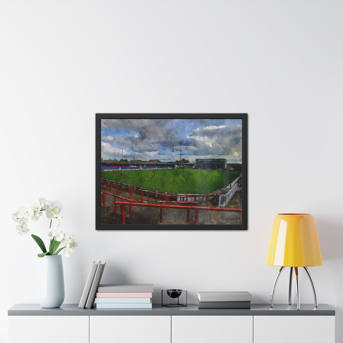 Belle Vue Reverie: Wakefield Painting - Ready to Hang Framed Fine Art Rugby Print Poster, Wildcats Rugby Fan Gift