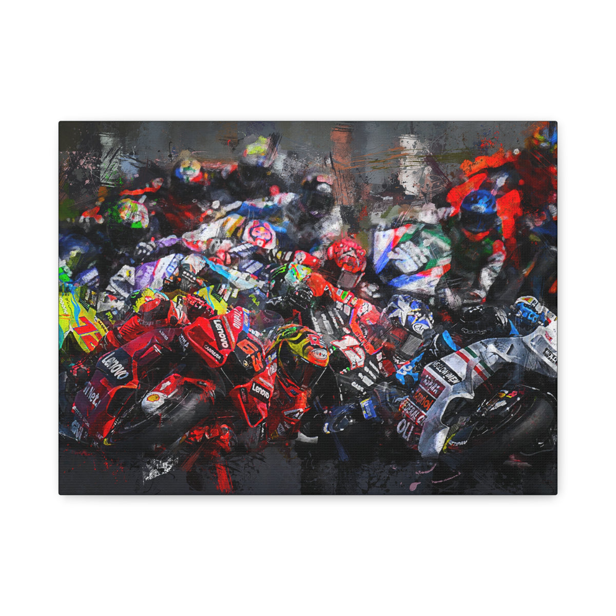 MotoGP Start Line Masterpiece: Stretched Canvas Fine Art Print Poster - Ready to Hang, the Ultimate Wall Art MotoGP Gift