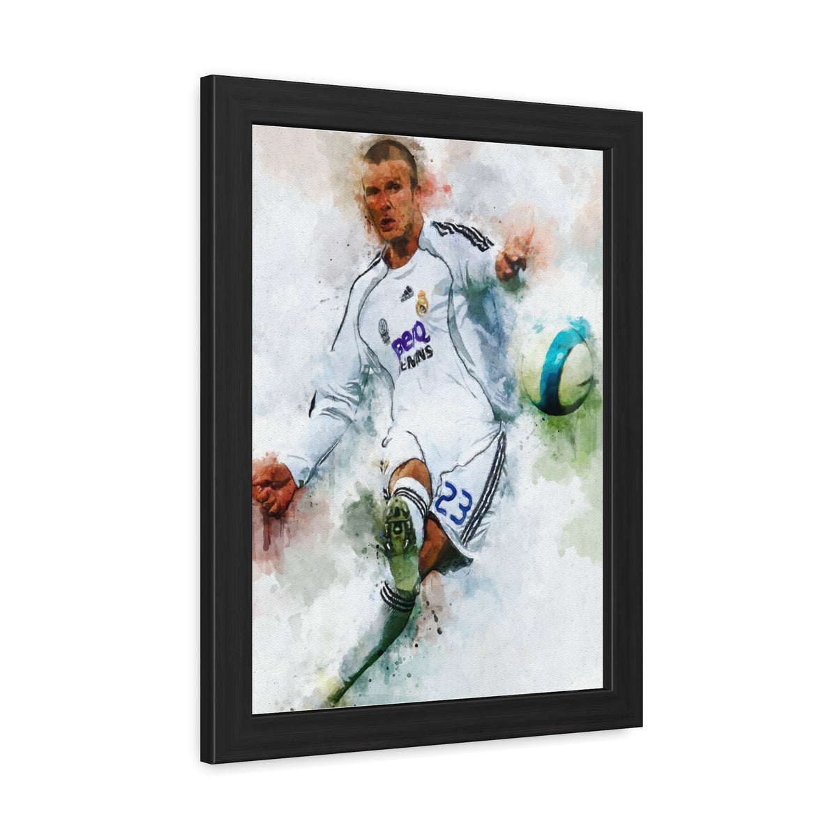 Celebrate Beckham: Expressionist Watercolour Portrait - Soccer Legend Art! Ready to Hang Framed Fine Art Print Poster, Football Wall Art, Soccer Fan Gift