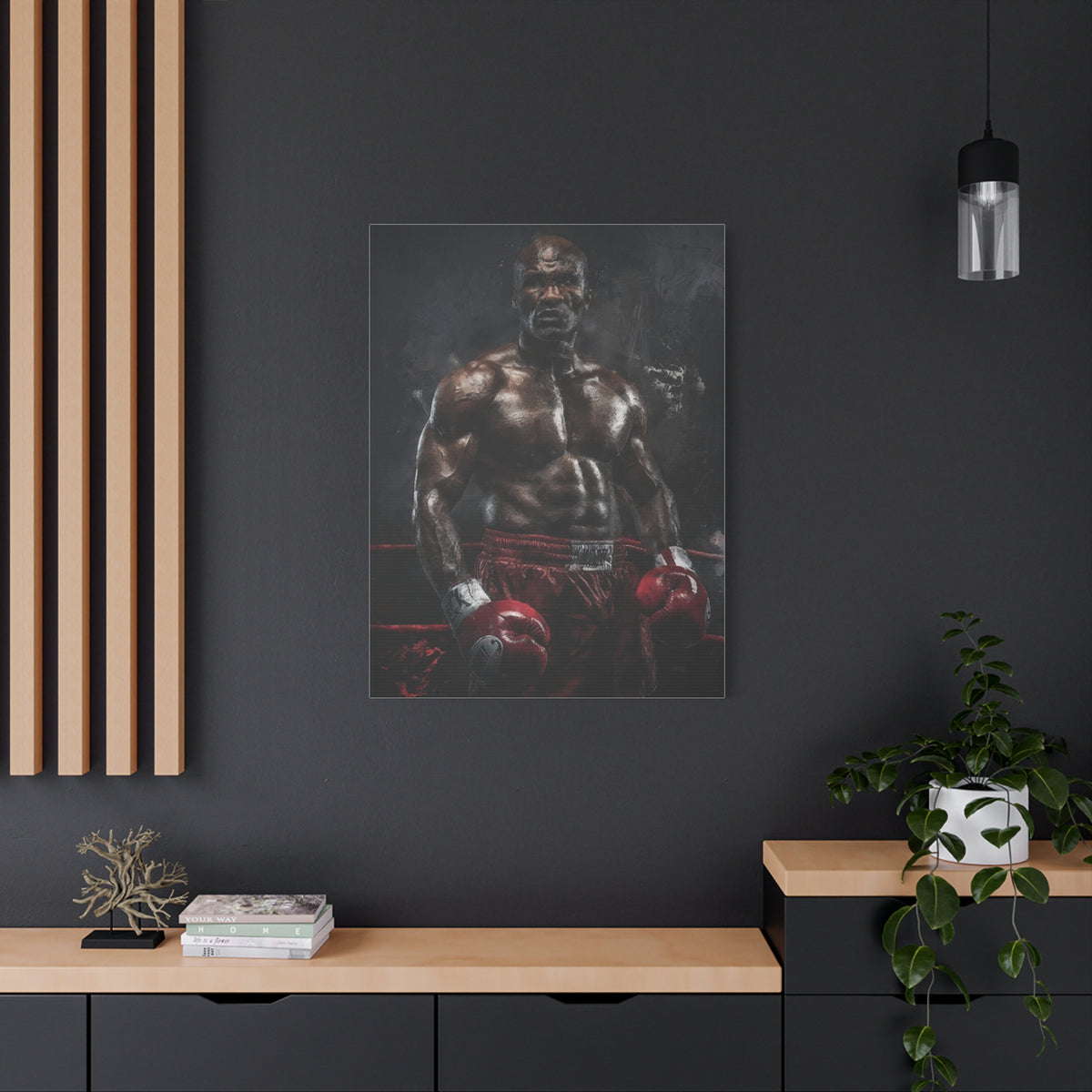 Evander Holyfield Portrait Painting: Stretched Canvas Fine Art Boxing Print Poster - Ready to Hang, Wall Art Boxing Gift