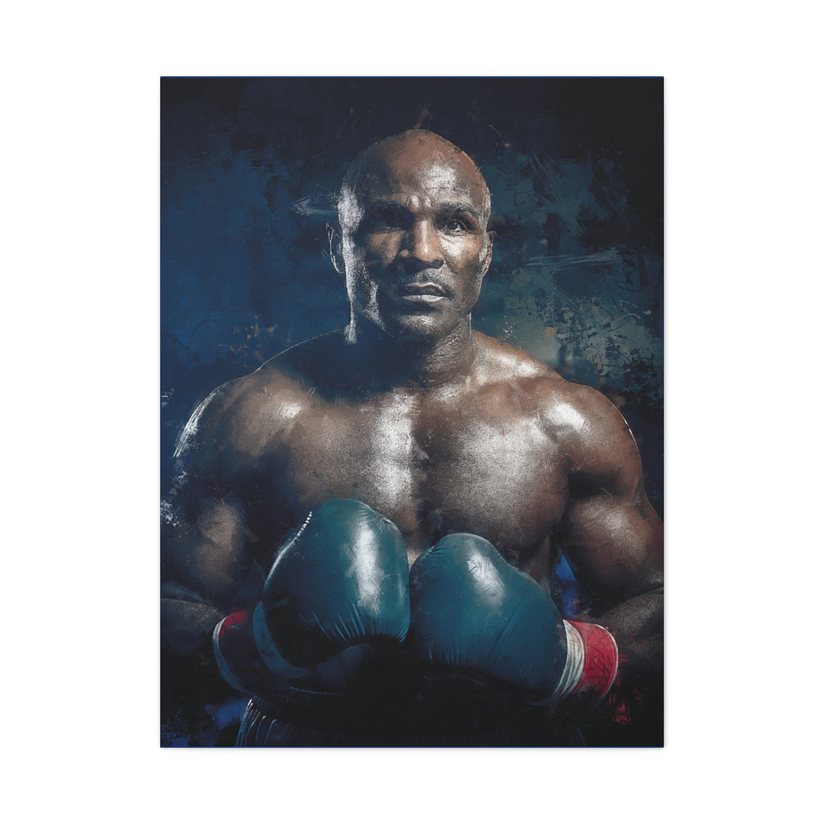 Evander's Essence: Stretched Canvas Fine Art Boxing Print Poster - Ready to Hang, Wall Art Boxing Gift