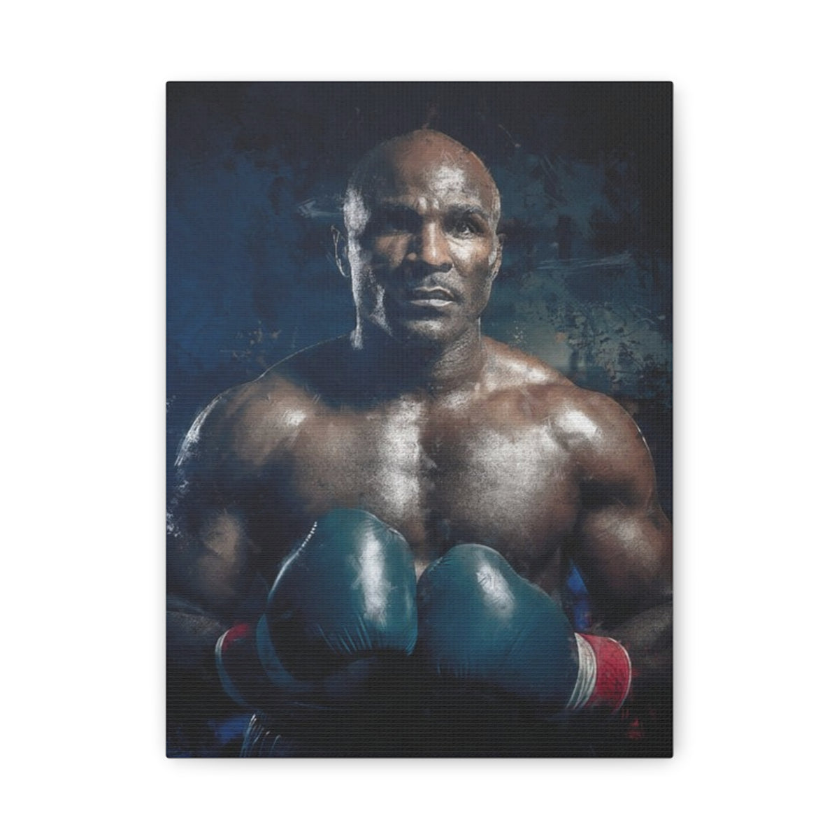 Evander's Essence: Stretched Canvas Fine Art Boxing Print Poster - Ready to Hang, Wall Art Boxing Gift