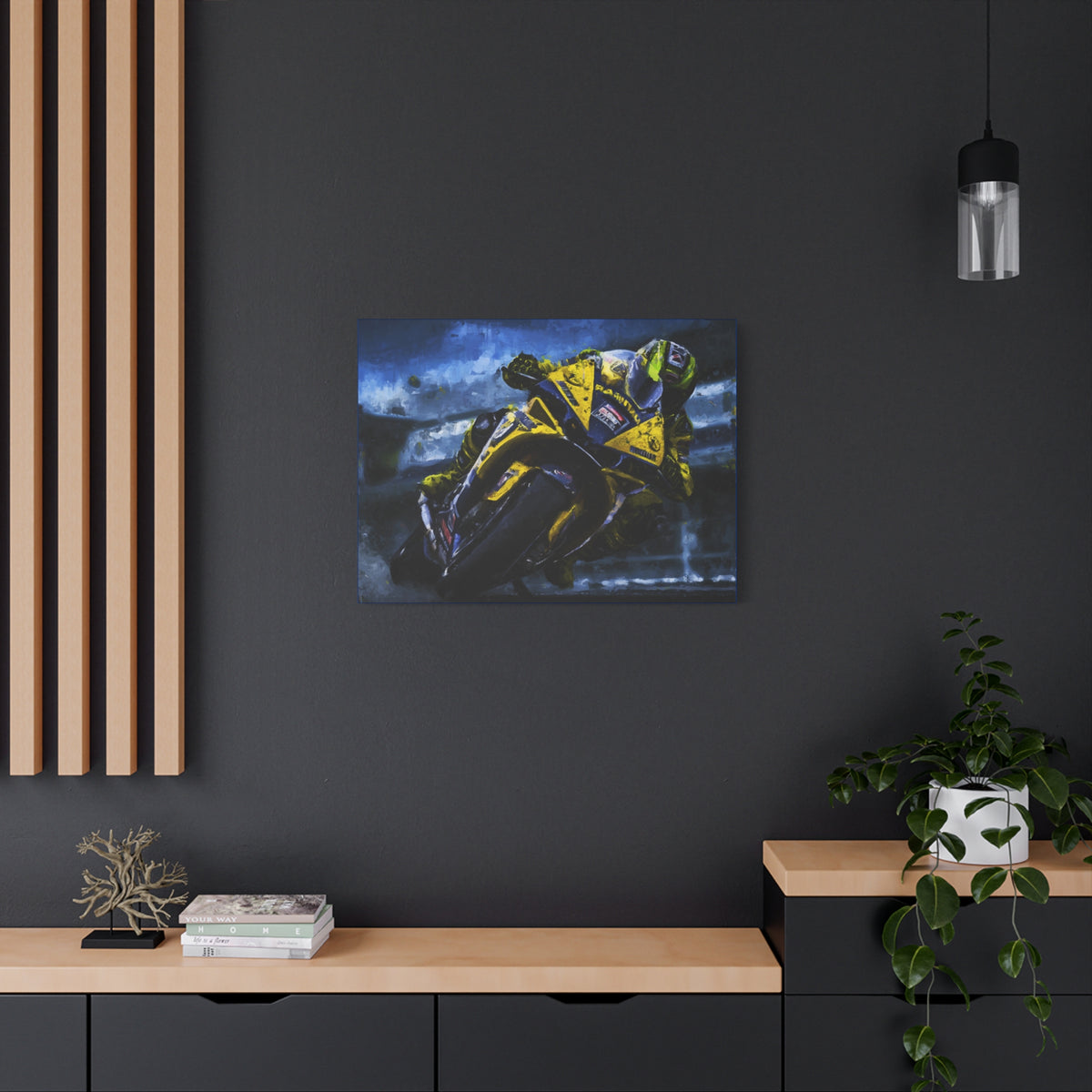 Feel the Thrill: Impressionist MotoGP Bike Rider, Fine Art Print on Stretched Matte Canvas - Ready to Hang, Wall Art MotoGP Gift.