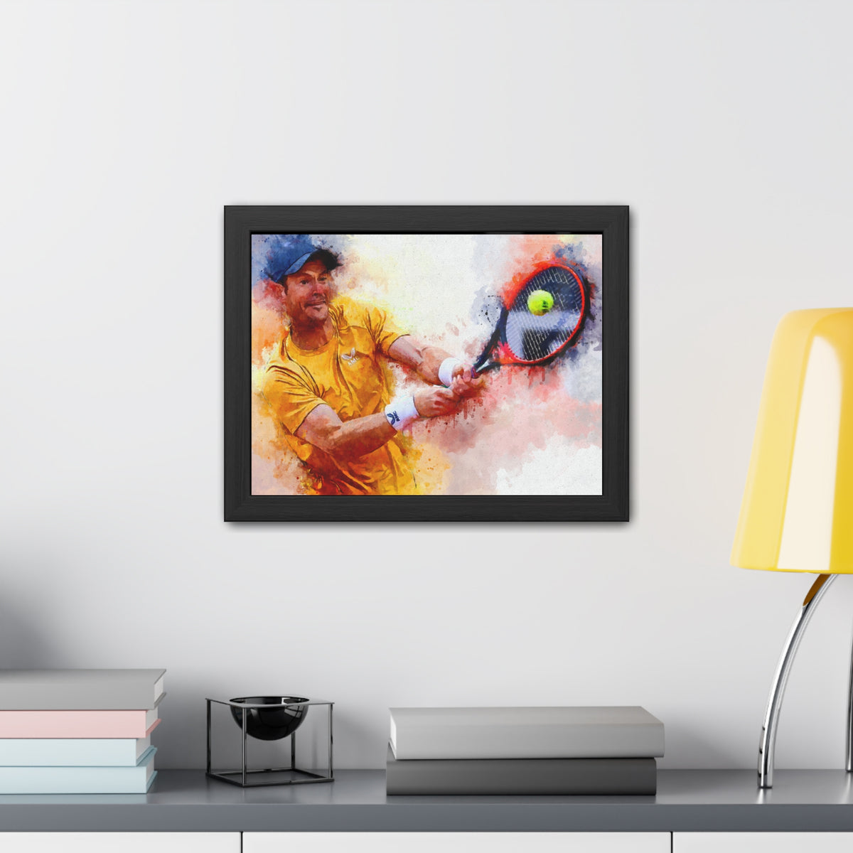 Andy Murray Expressionist Portrait: Ready to Hang Framed Watercolour Fine Art Painting Print Poster, Tennis Wall Art, Tennis Fan Gift