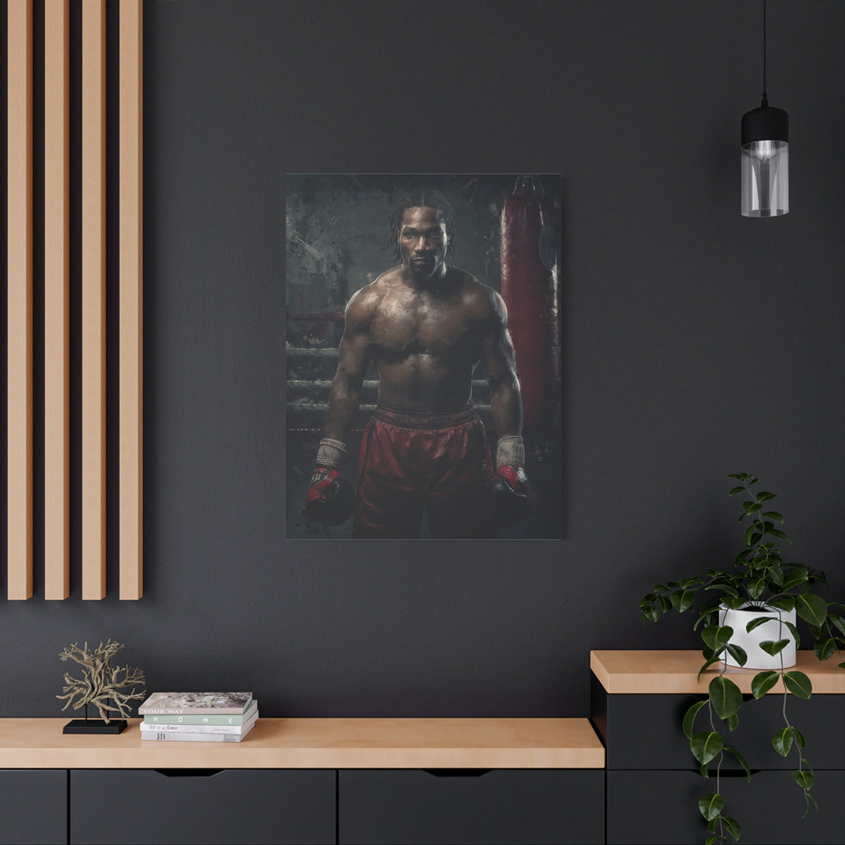 Lennox Lewis: Dynamic Boxing Brilliance - Stretched Canvas Fine Art Boxing Print Poster, Ready to Hang, Wall Art Boxing Gift
