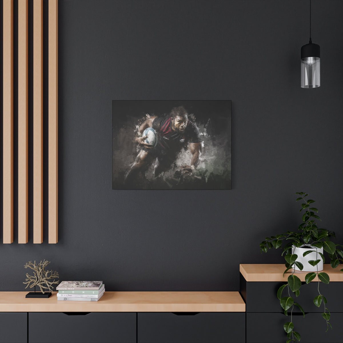 Rugby Dynamo: Expressionist Canvas Fine Art Print Poster - Ready to Hang Wall Art, Rugby Fan Gift