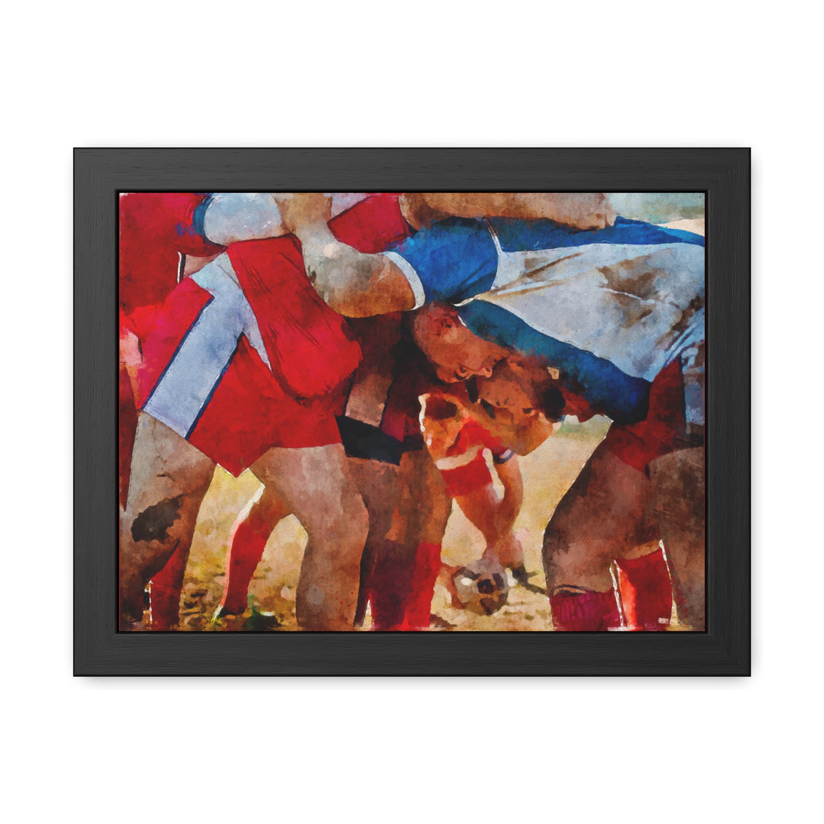Rugby Artistry Captured: Framed Watercolour Painting Print Poster, Ready to Hang, Exceptional Wall Art for Rugby Fans