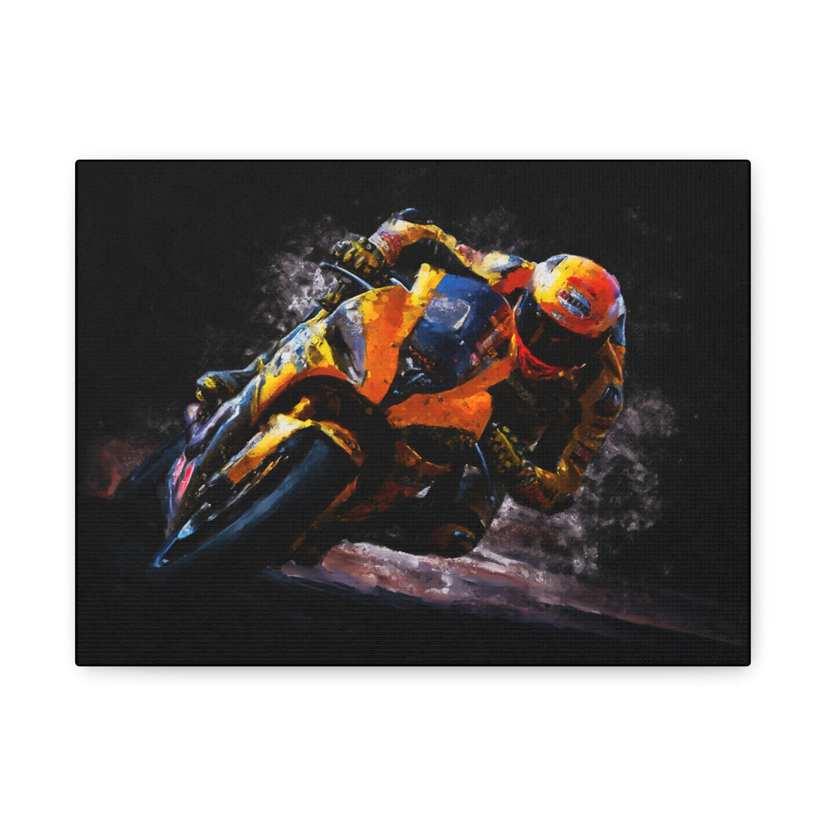 Impressionist MotoGP Bliss: Stretched Canvas Fine Art Print Poster - Ready to Hang, Wall Art MotoGP Gift