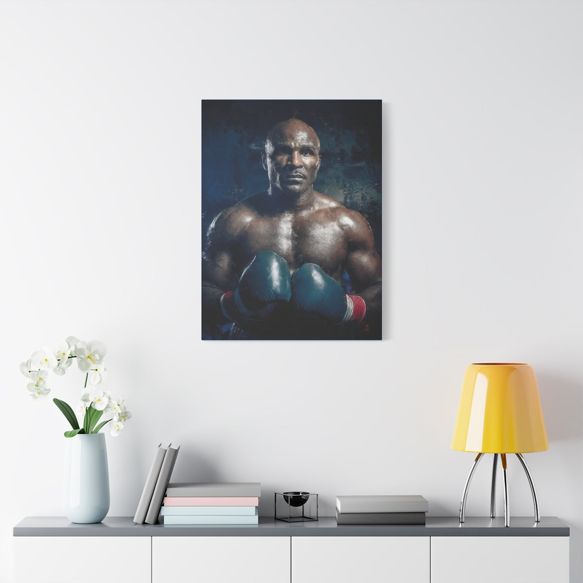 Evander's Essence: Stretched Canvas Fine Art Boxing Print Poster - Ready to Hang, Wall Art Boxing Gift