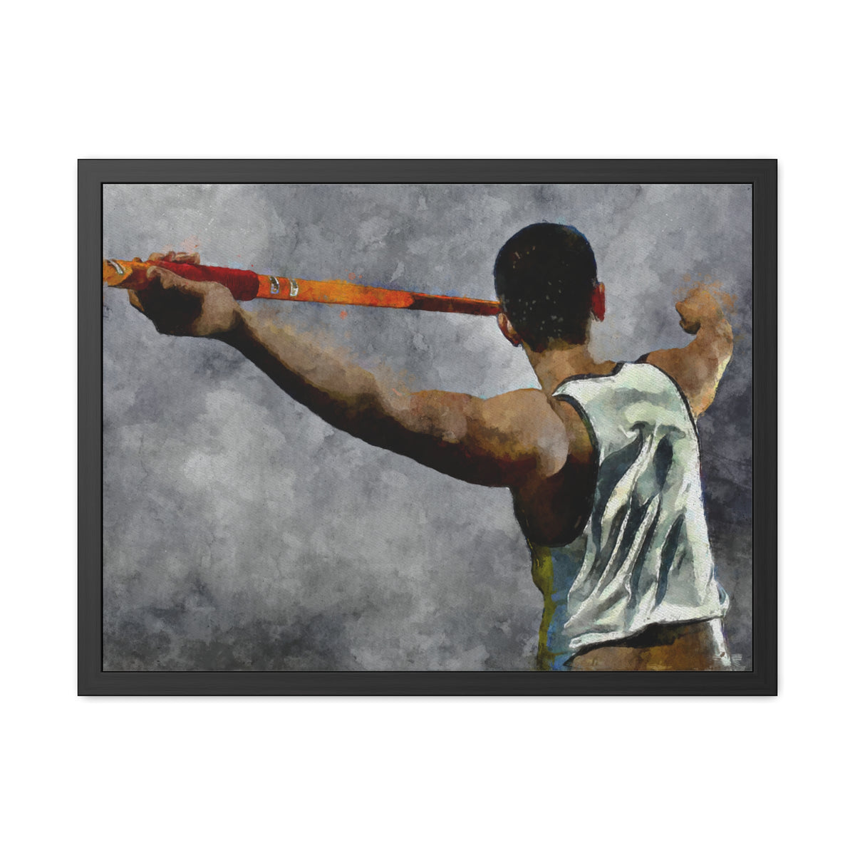 Stunning Javelin Thrower Watercolour Painting – Ready to Hang Framed Fine Art Print Poster, Athletics Wall Art, Athletics Fan Gift