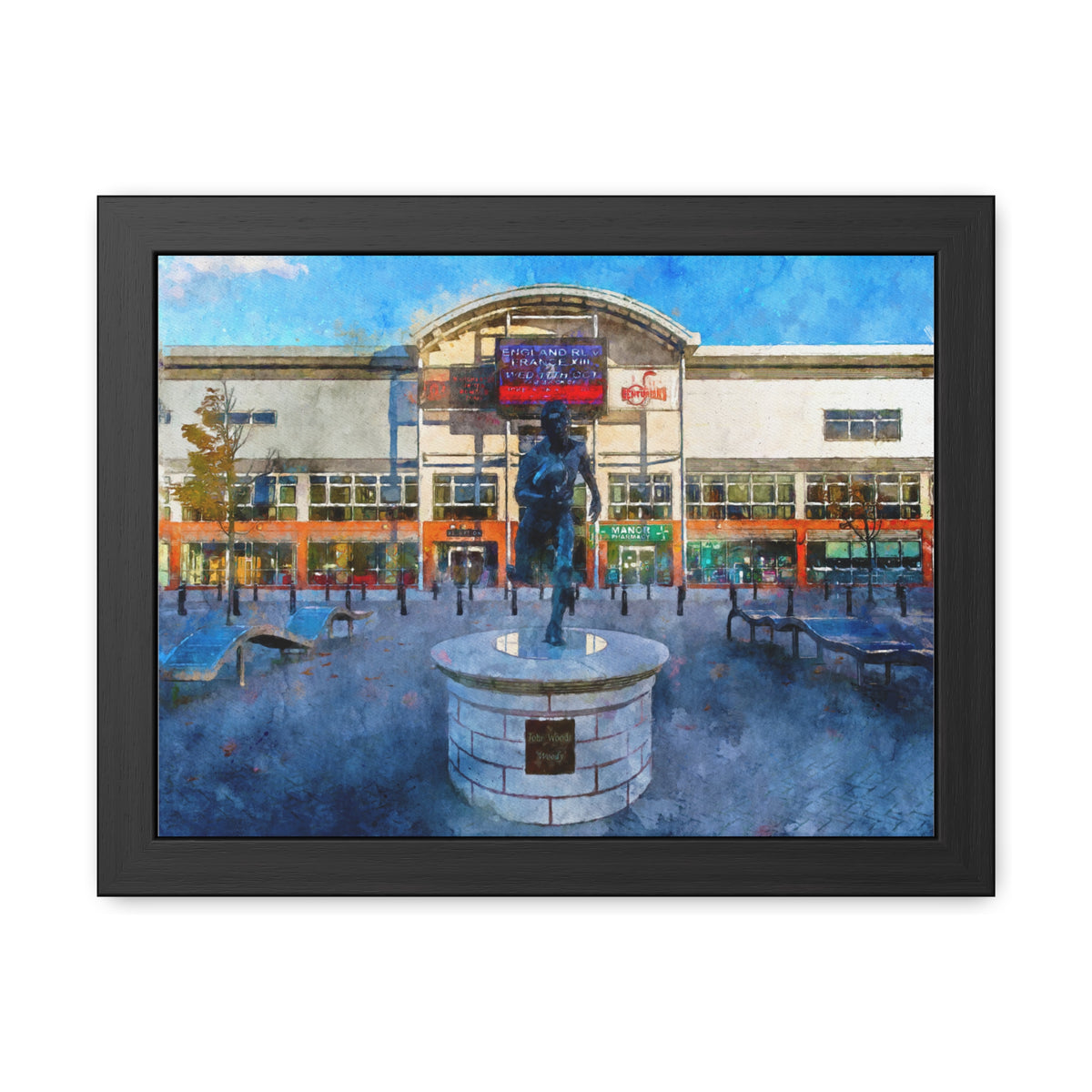 Leigh Leopards Expressionist Watercolour Painting - Ready to Hang Framed Fine Art Rugby Print Poster, Stadium Ground Wall Art