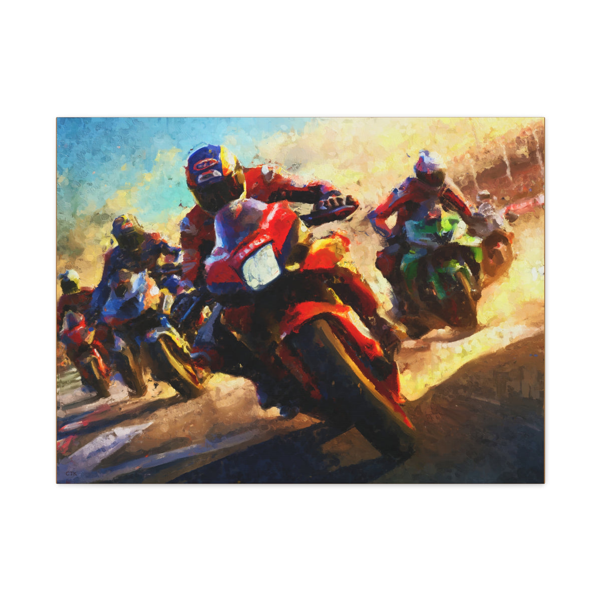 Impressionist MotoGP Riders Canvas: Fine Art Print Poster- Ready to Hang, Wall Art MotoGP Gift