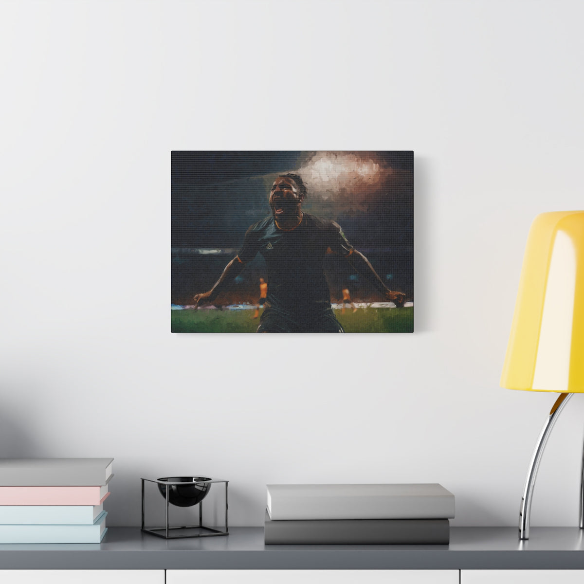 Celebrating Victory: Impressionist Soccer Art Print - Stretched Canvas Fine Art Poster, Ready to Hang - Perfect Football Fan Gift.