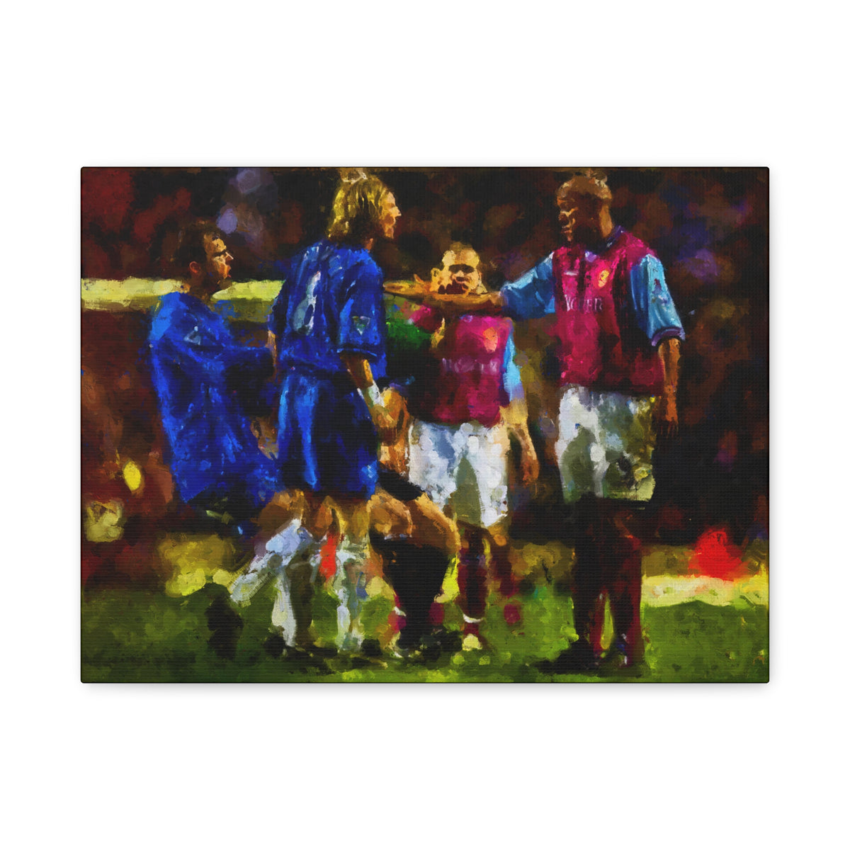 Birmingham vs. Villa Derby Ready to Hang Framed Impressionist Fine Art Painting Print Poster, Football Wall Art, Soccer Fan Gift