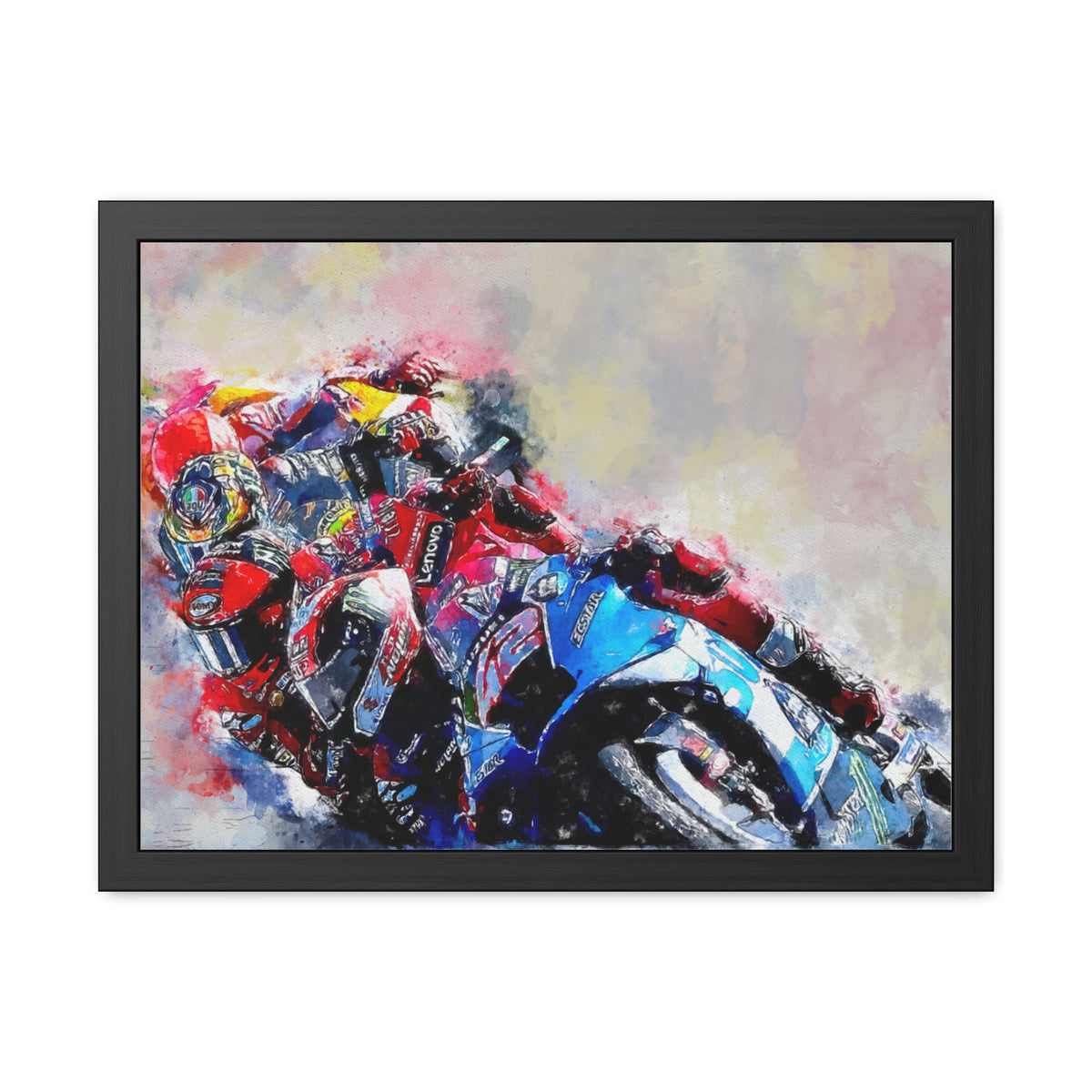 Ride the Thrills: Framed Watercolour MotoGP Fine Art Print Poster Masterpiece - Ready to Hang, Wall Art MotoGP Gift