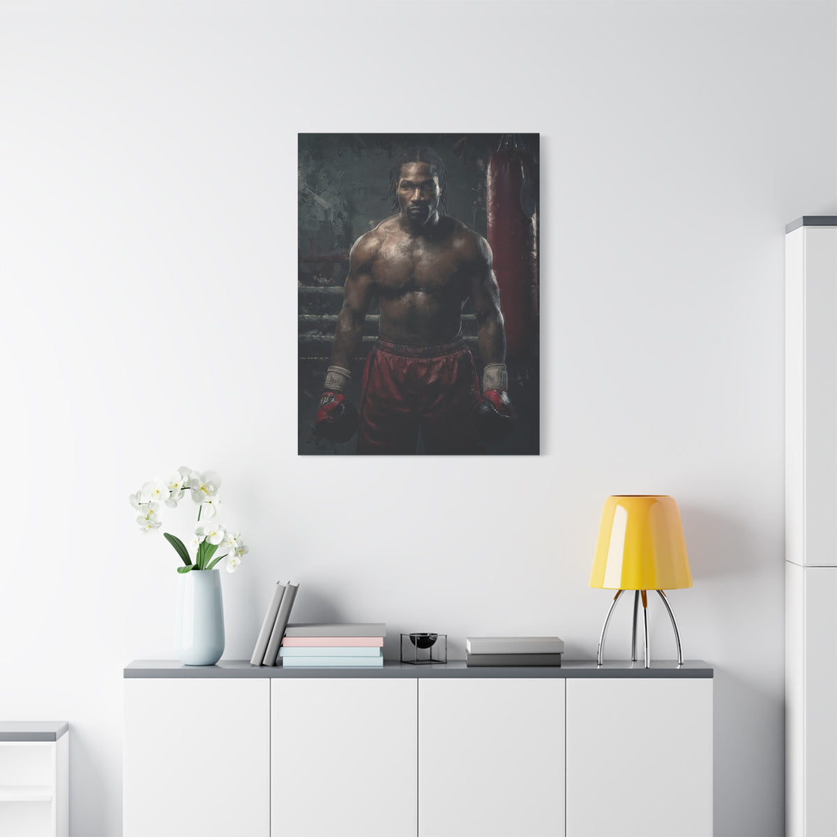 Lennox Lewis: Dynamic Boxing Brilliance - Stretched Canvas Fine Art Boxing Print Poster, Ready to Hang, Wall Art Boxing Gift