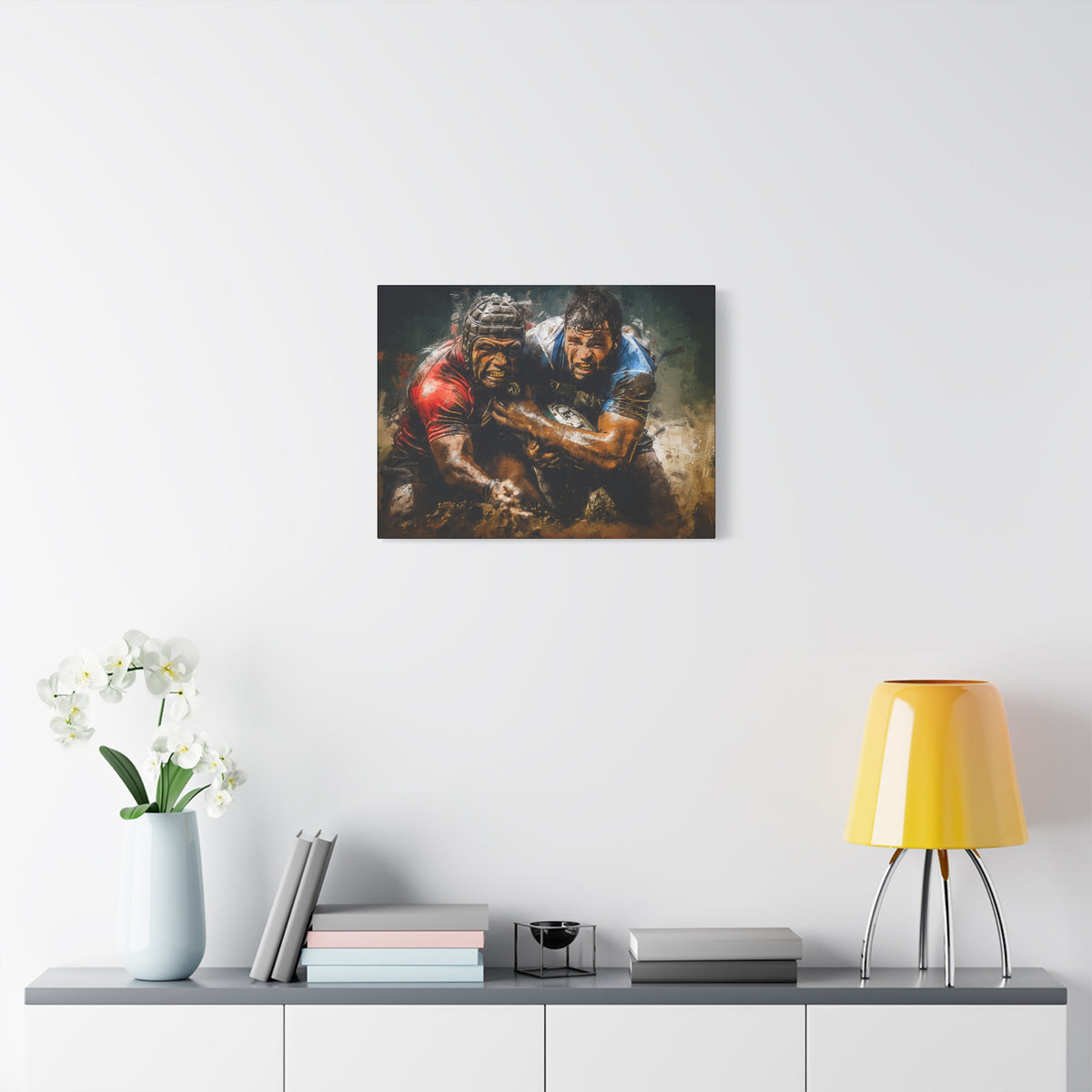 Rugger Clash: Expressionist Canvas Fine Art Print Poster - Ready to Hang Wall Art, Rugby Fan Gift
