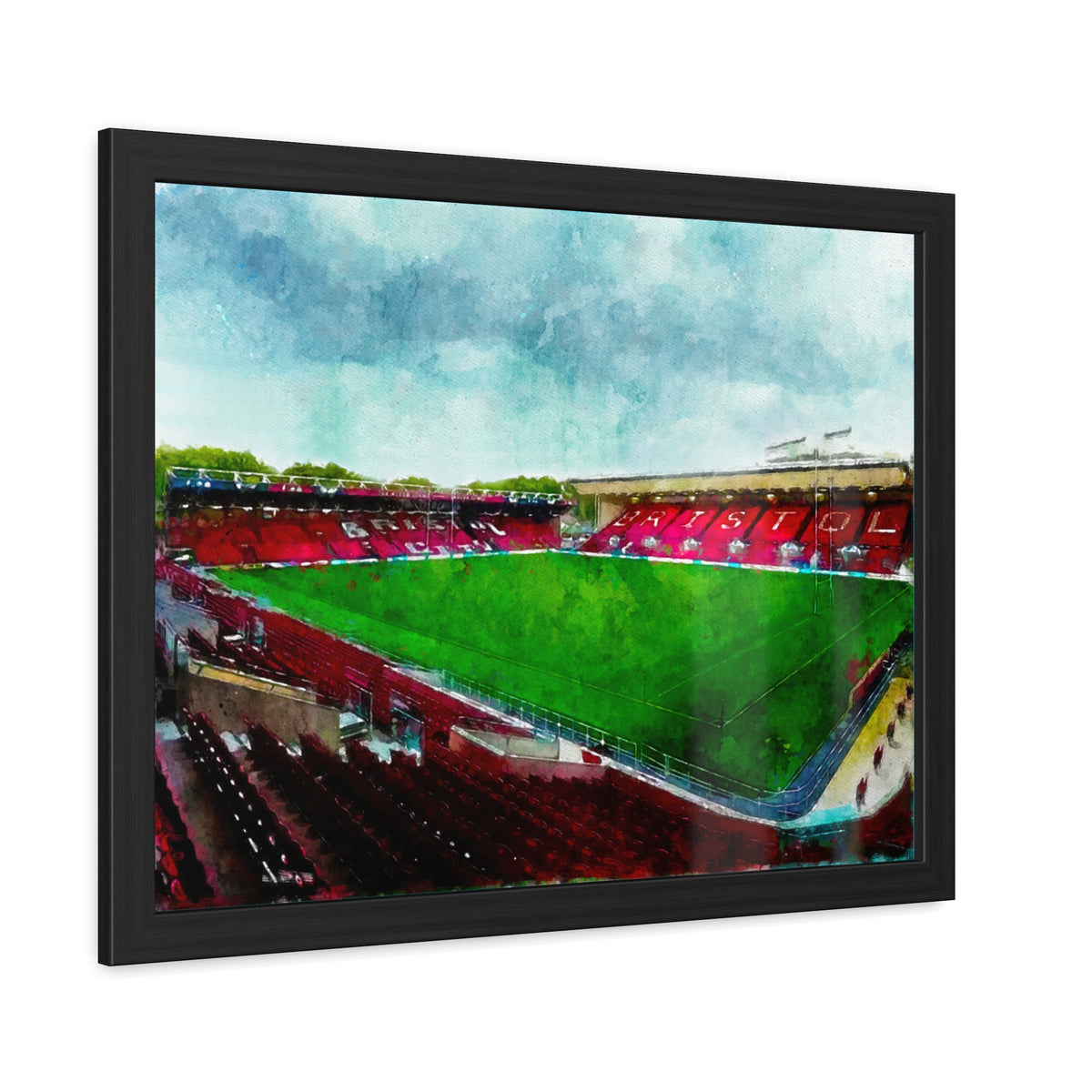 Ashton Aura: Bristol Rugby Painting - Ready to Hang Framed Fine Art Rugby Print Poster, Stadium Ground Wall Art, Bears Rugby Fan Gift