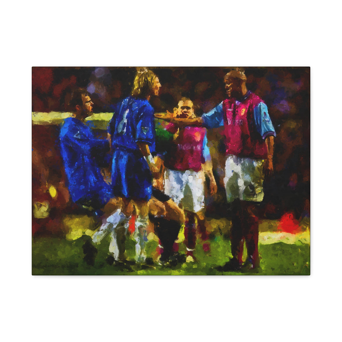 Birmingham vs. Villa Derby Ready to Hang Framed Impressionist Fine Art Painting Print Poster, Football Wall Art, Soccer Fan Gift