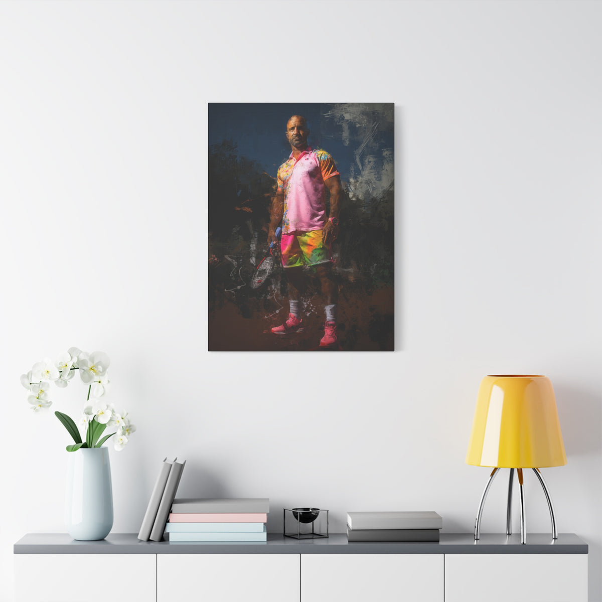 Andre Agassi Tennis Legend: Expressionist Modern Art Painting on Canvas - Stretched Canvas Tennis Fine Art Print Poster- Ready to Hang Wall Art, Tennis Fan Gift