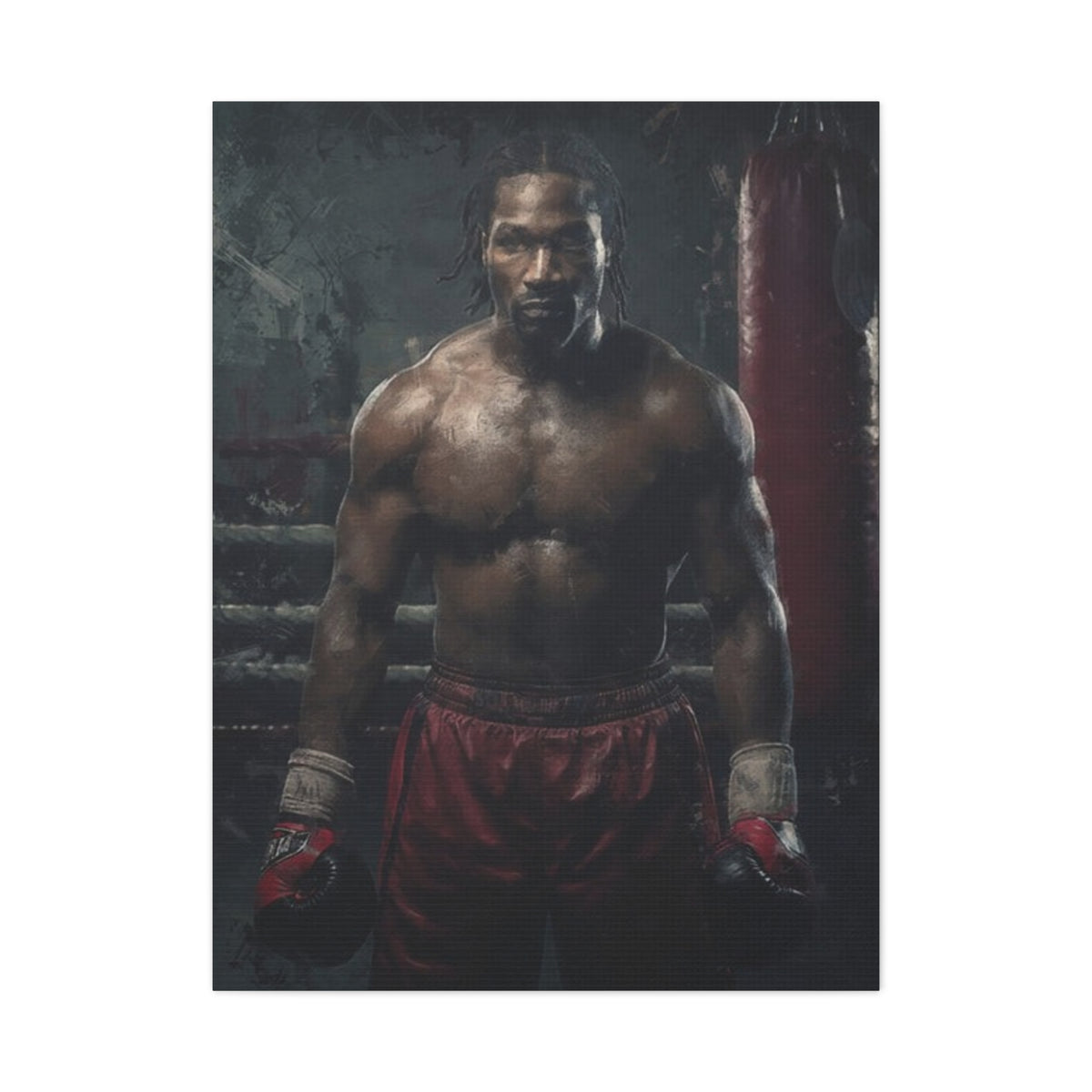 Lennox Lewis: Dynamic Boxing Brilliance - Stretched Canvas Fine Art Boxing Print Poster, Ready to Hang, Wall Art Boxing Gift