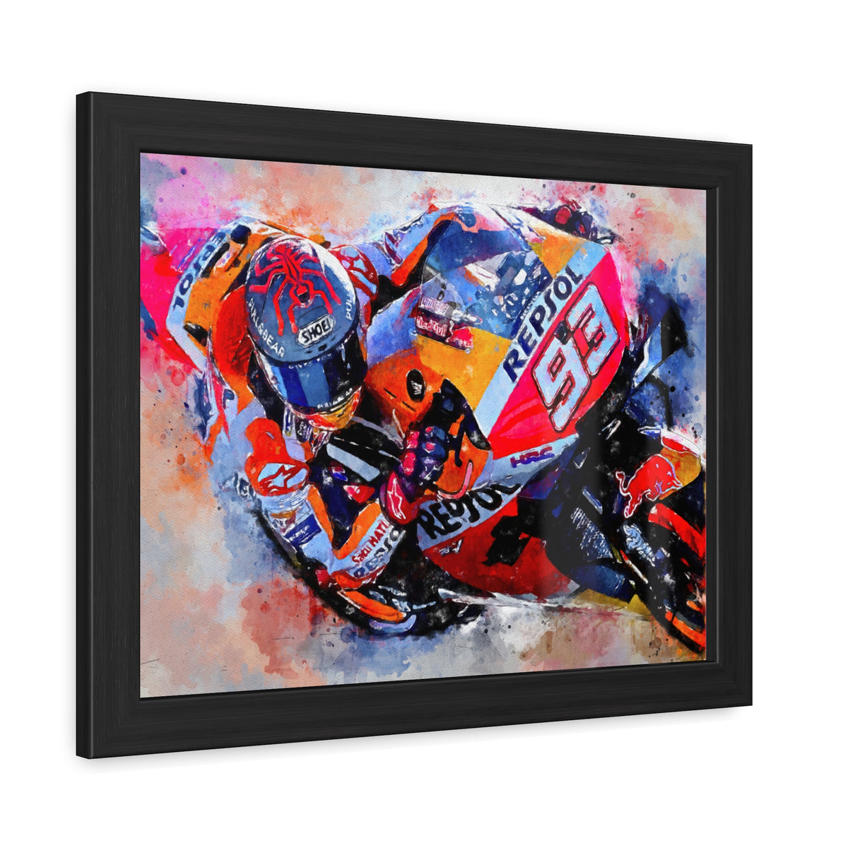 Hear the Roar: Marc Marquez MotoGP Watercolour - Framed Fine Art Print Poster, Ready to Hang - Elevate Your Space with MotoGP Gift