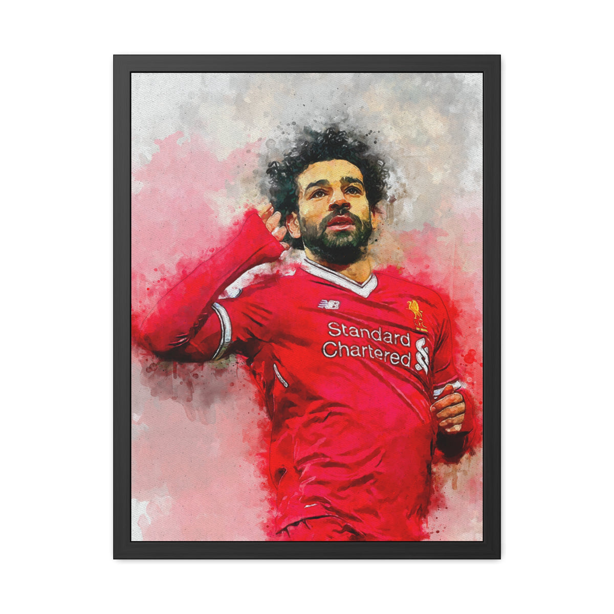 Celebrate Mohamed Salah with Expressionist Modern Art, Framed Watercolour Print Portrait, Premier League Champion, Ready to Hang Framed Watercolour Fine Art Painting Print Poster, Football Wall Art, Soccer Fan Gift