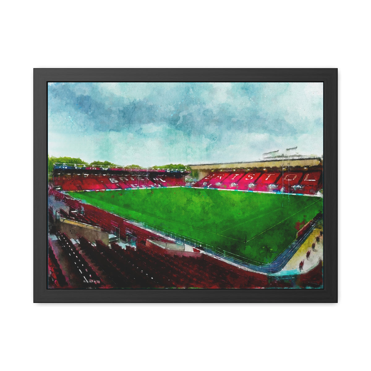 Ashton Aura: Bristol Rugby Painting - Ready to Hang Framed Fine Art Rugby Print Poster, Stadium Ground Wall Art, Bears Rugby Fan Gift