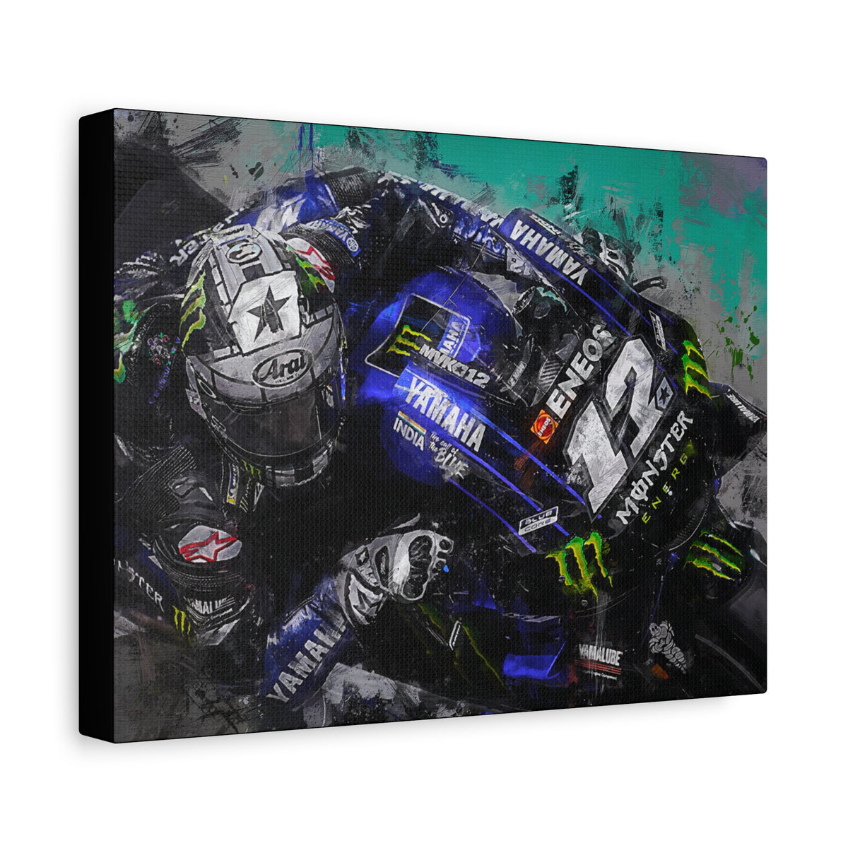 Dynamic MotoGP Thrills: Stretched Canvas Fine Art Print Poster - Ready to Hang, Wall Art MotoGP Gift