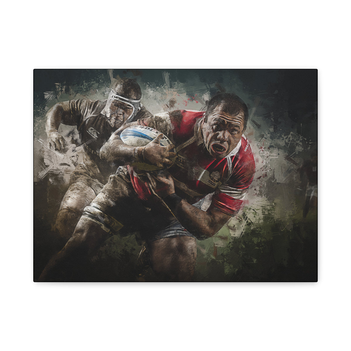 Rugby Odyssey: Expressionist Stretched Canvas Fine Art Print - Ready to Hang Wall Art, Rugby Fan Gift