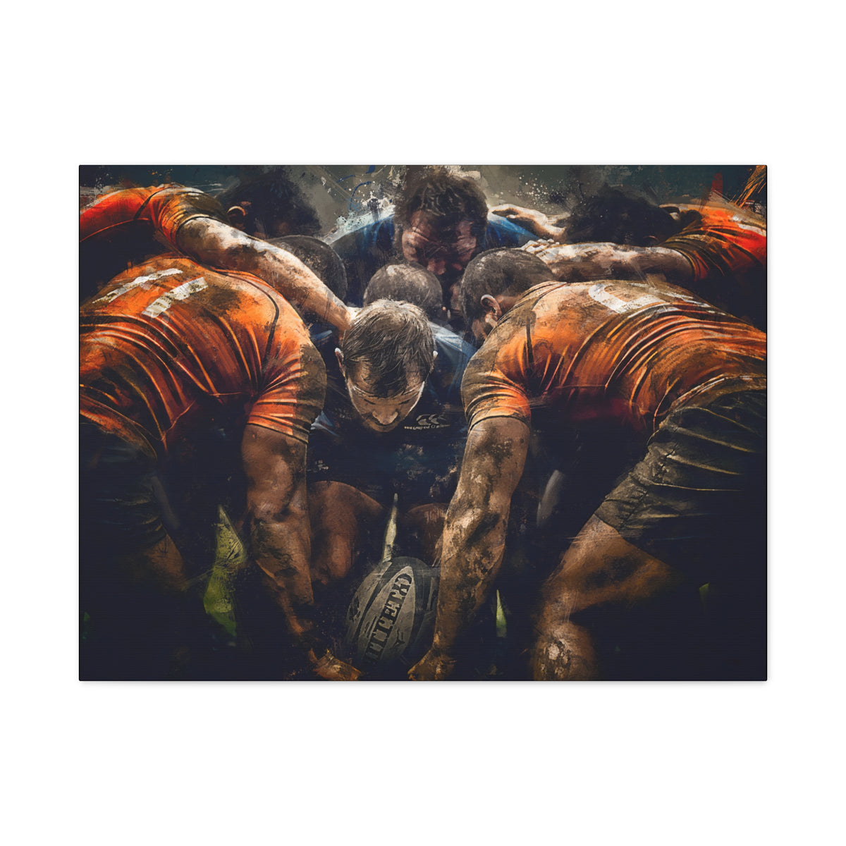 Rugby Unity Unleashed: Expressionist Canvas Fine Art Print Poster - Ready to Hang Wall Art,  Rugby Gift