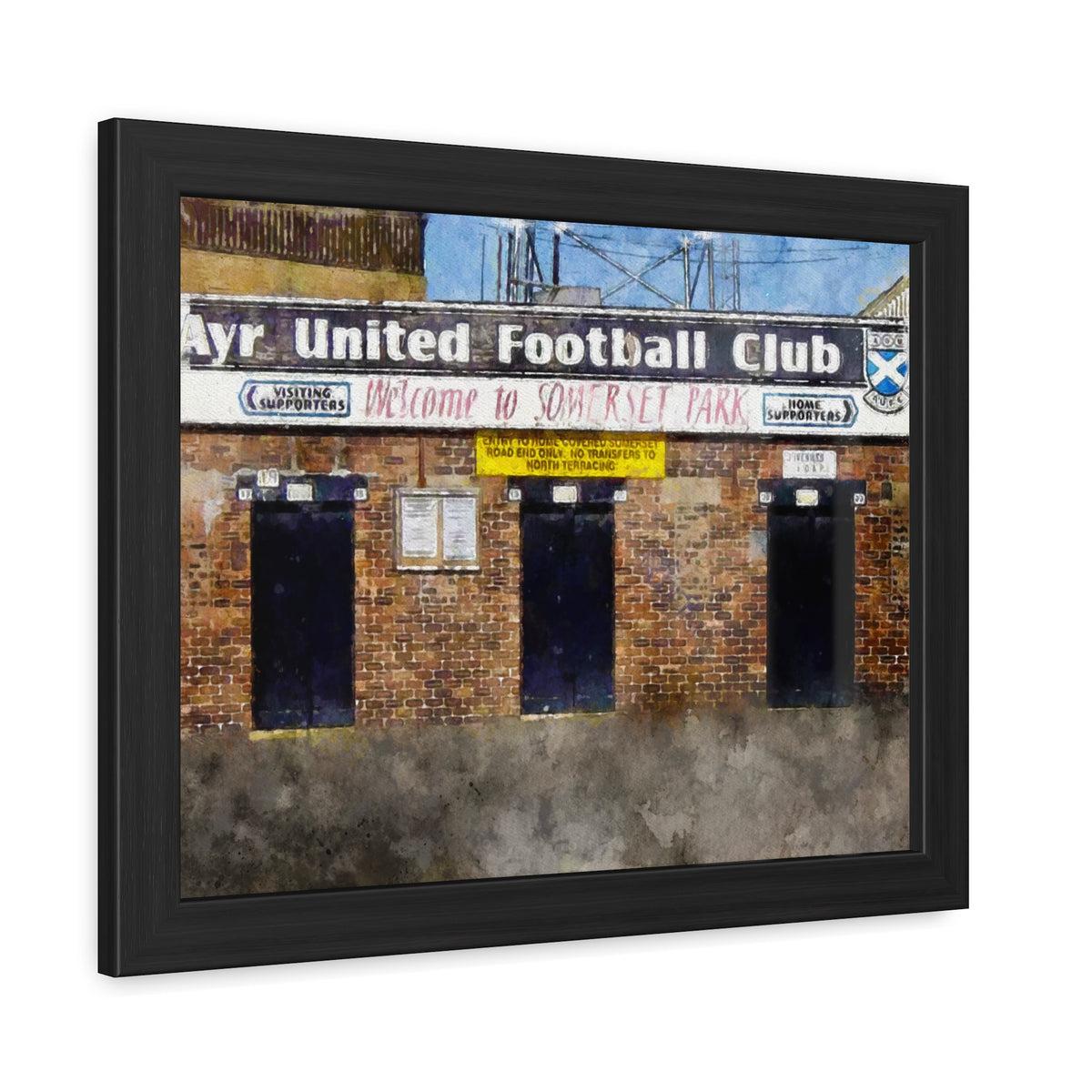 Ayr United Somerset Park Watercolour Painting ,Ready to Hang Framed Watercolour Fine Art Painting Print Poster, Football Wall Art, Soccer Fan Gift