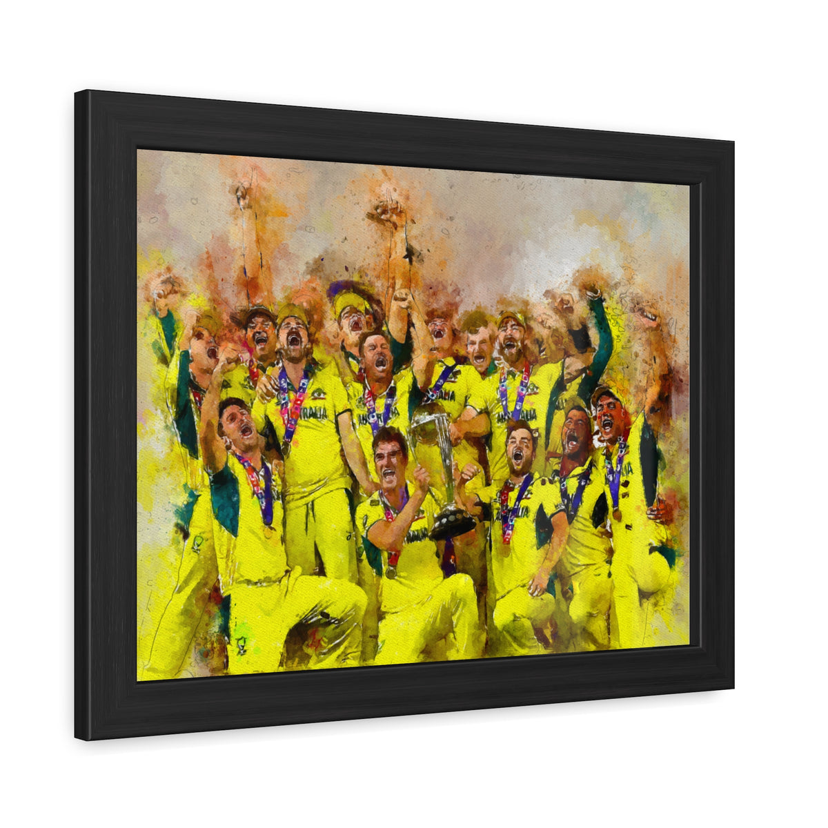 2023 Cricket World Cup Triumph: Australia's Celebratory Scene in Watercolour - Fine Art Print, Ready to Hang, Wall Art Cricket Gift