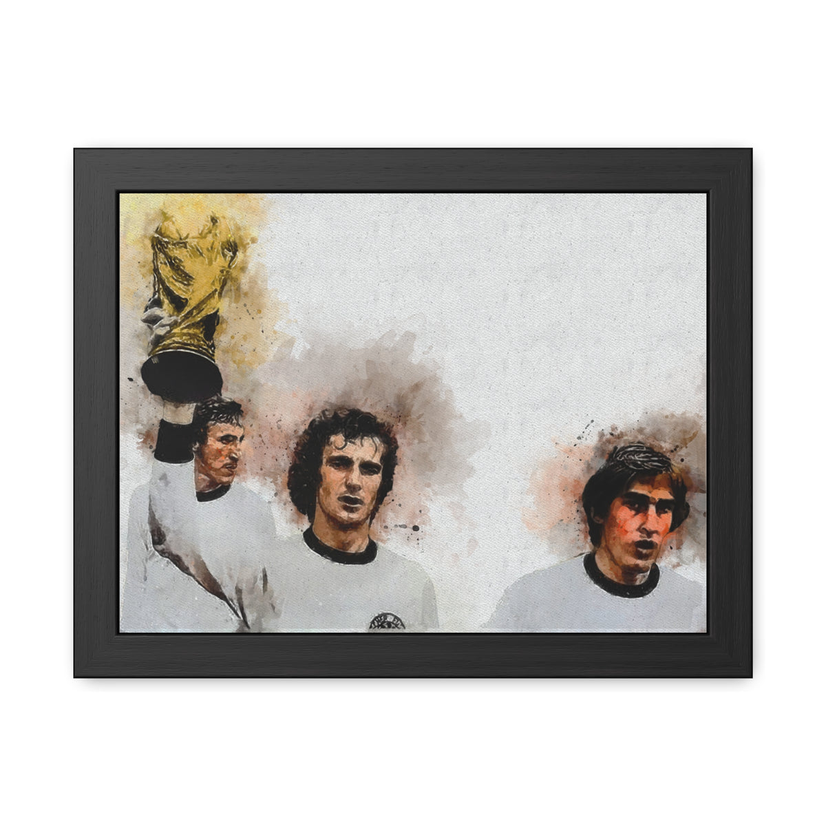 World Cup Winners 1974 West Germany Watercolor Painting, Ready to Hang Framed Art Print Poster, Germany Fan Gift