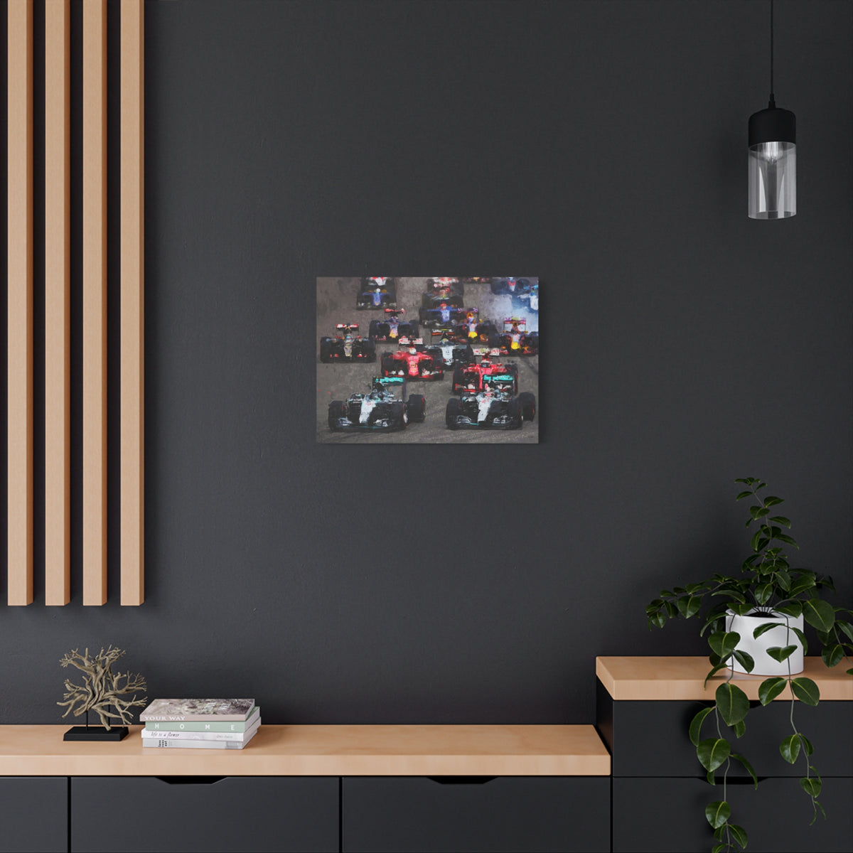 Fuel Your Walls with Speed: Stretched Matte Canvas Fine Art F1 Print Poster - Ready to Hang, Wall Art Formula One Gift