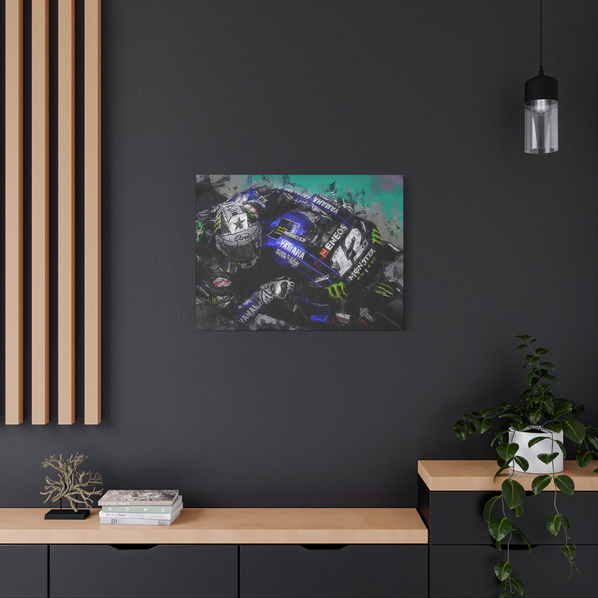 Dynamic MotoGP Thrills: Stretched Canvas Fine Art Print Poster - Ready to Hang, Wall Art MotoGP Gift