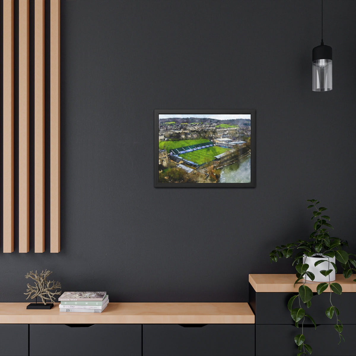 Bath Rugby Bliss: The Recreation Ground Painting- Ready to Hang Framed Fine Art Rugby Print Poster, Stadium Ground Wall Art, Rugby Fan Gift
