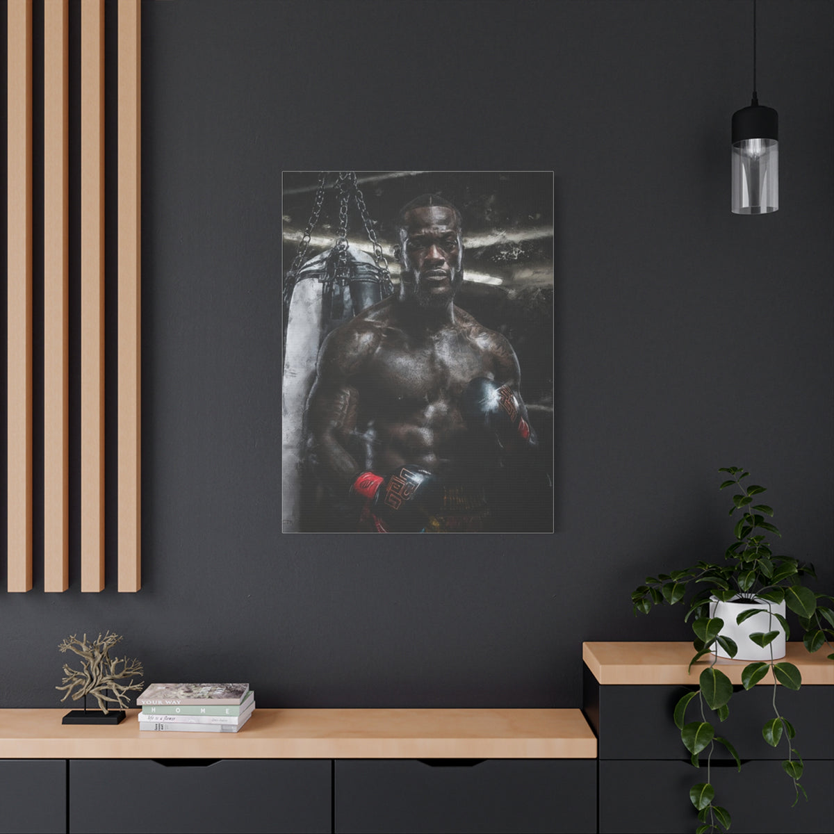 Deontay Wilder Portrait Painting: Power and Precision - Stretched Canvas Fine Art Boxing Print Poster, Ready to Hang, Wall Art Boxing Gift