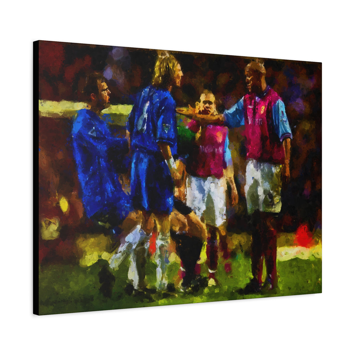 Birmingham vs. Villa Derby Ready to Hang Framed Impressionist Fine Art Painting Print Poster, Football Wall Art, Soccer Fan Gift