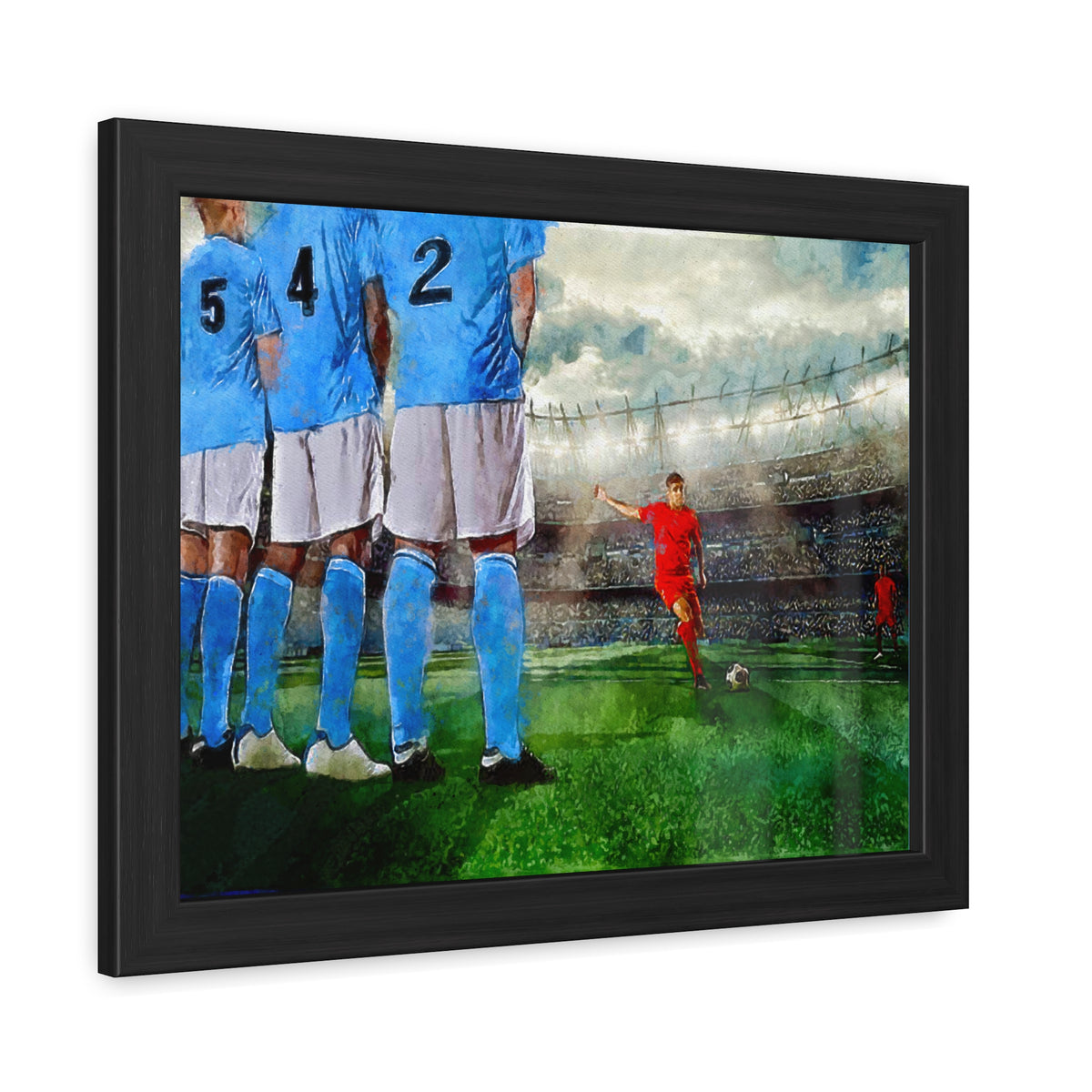 Gap in the Wall: Expressionist Soccer Art - Score the Moment! Ready to Hang Framed Watercolour Art Print, Football Wall Art, Soccer Fan Gift