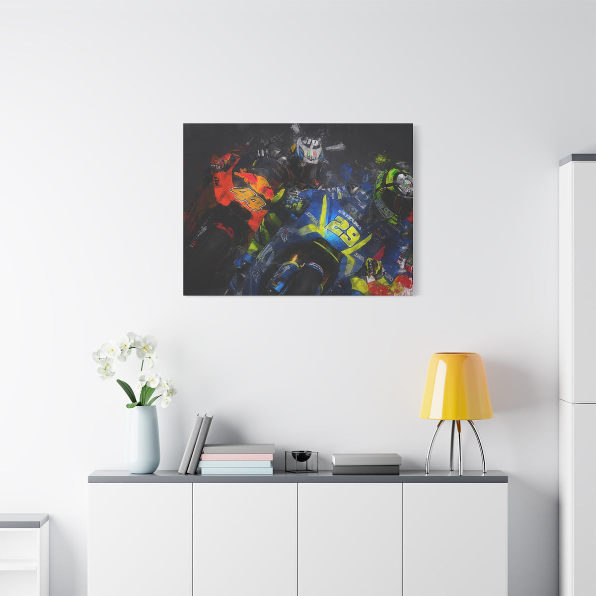 Ride into the MotoGP Thrill: Stretched Canvas Fine Art Print Poster - Ready to Hang, Wall Art MotoGP Gift