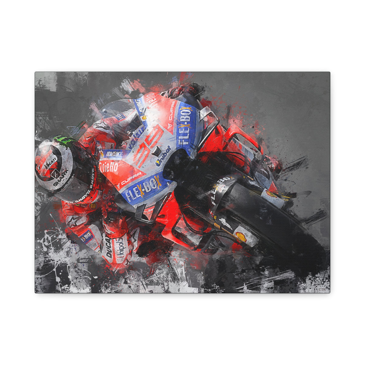 Expressive Speed: Stretched Canvas Fine Art MotoGP Print Poster - Ready to Hang, Wall Art MotoGP Gift