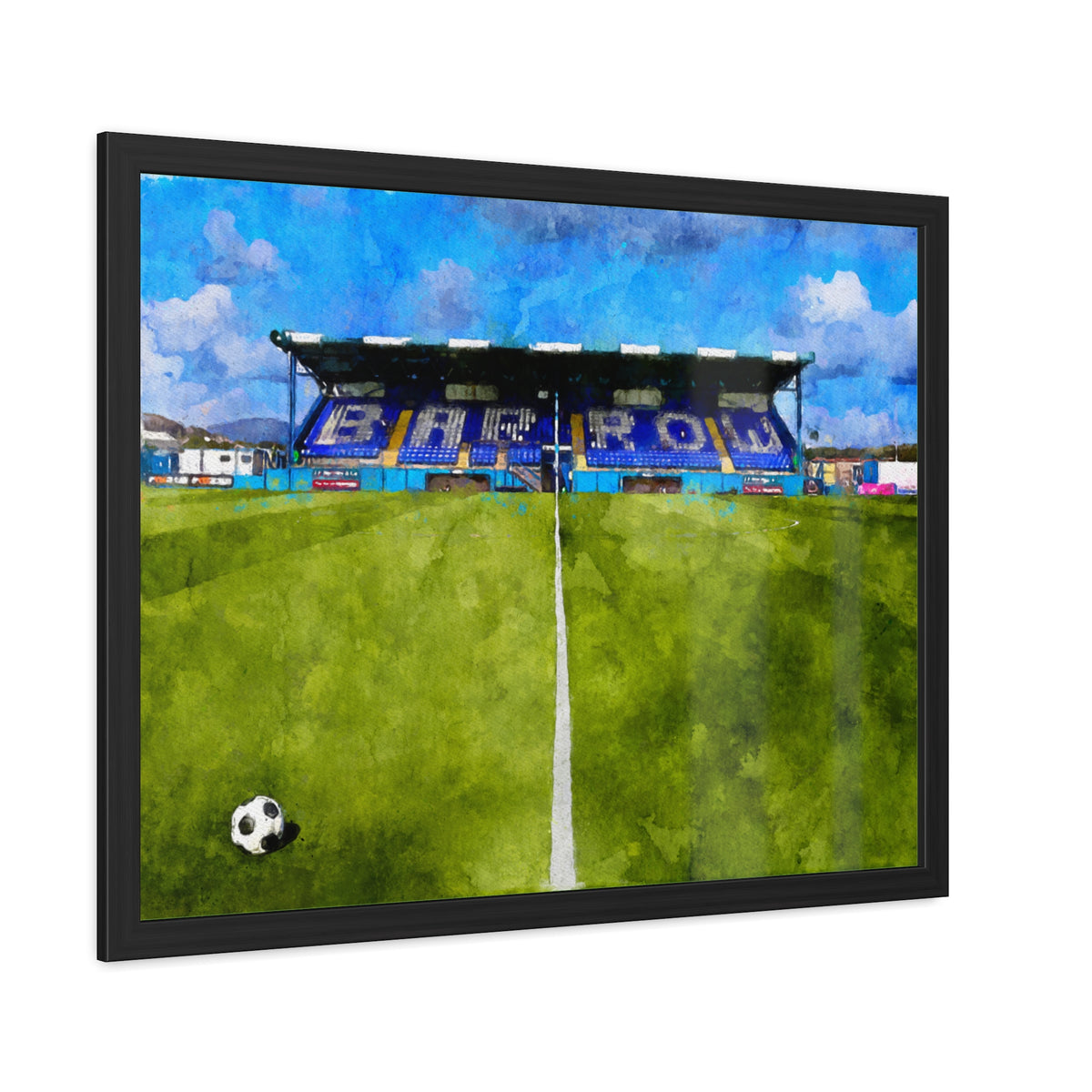 Barrow Holker Street Watercolour Fine Art Painting - Ready to Hang Framed Print Poster, Football Wall Art, Soccer Fan Gift