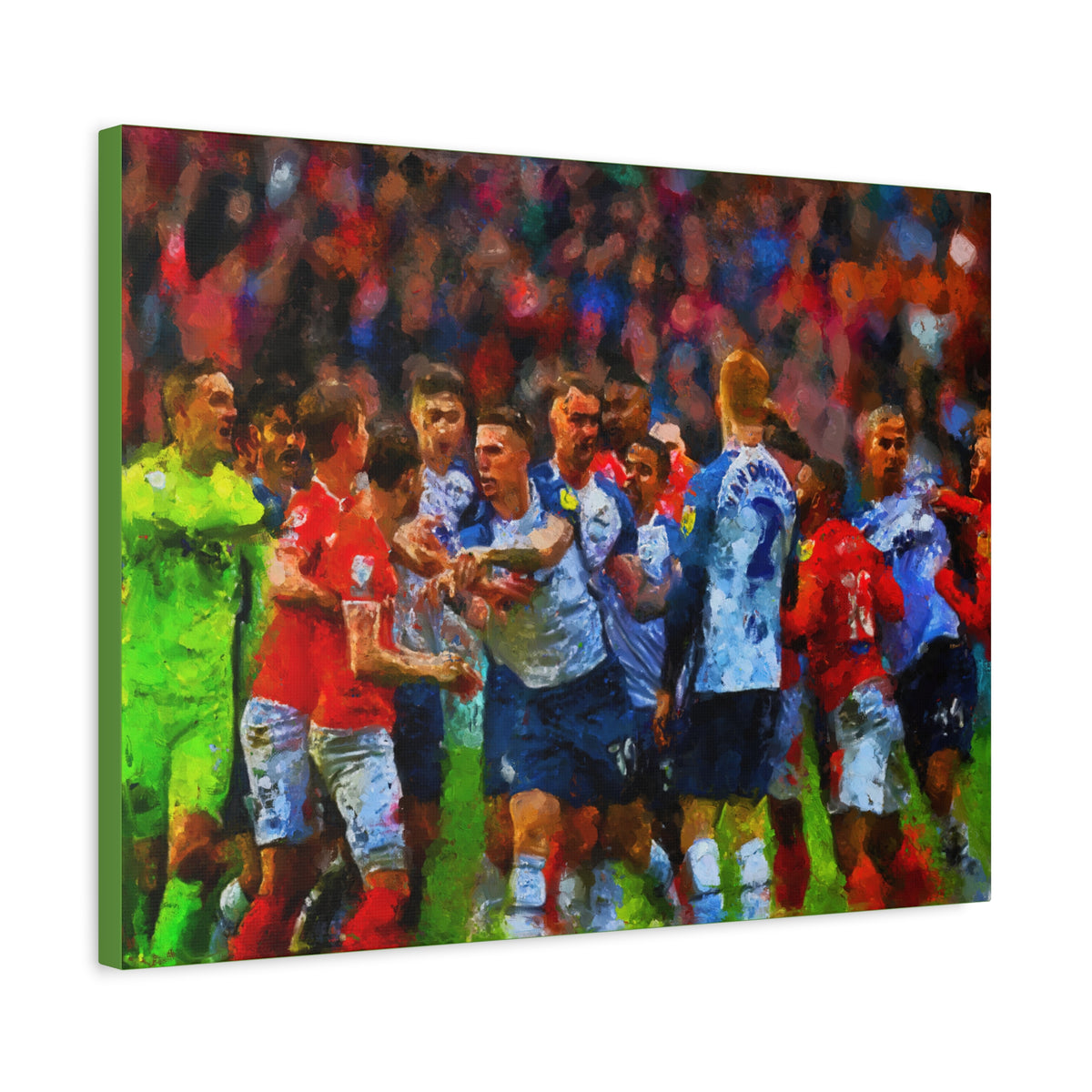 Blackpool vs. PNE Derby Ready to Hang Framed Impressionist Fine Art Painting Print Poster, Football Wall Art, Soccer Fan Gift